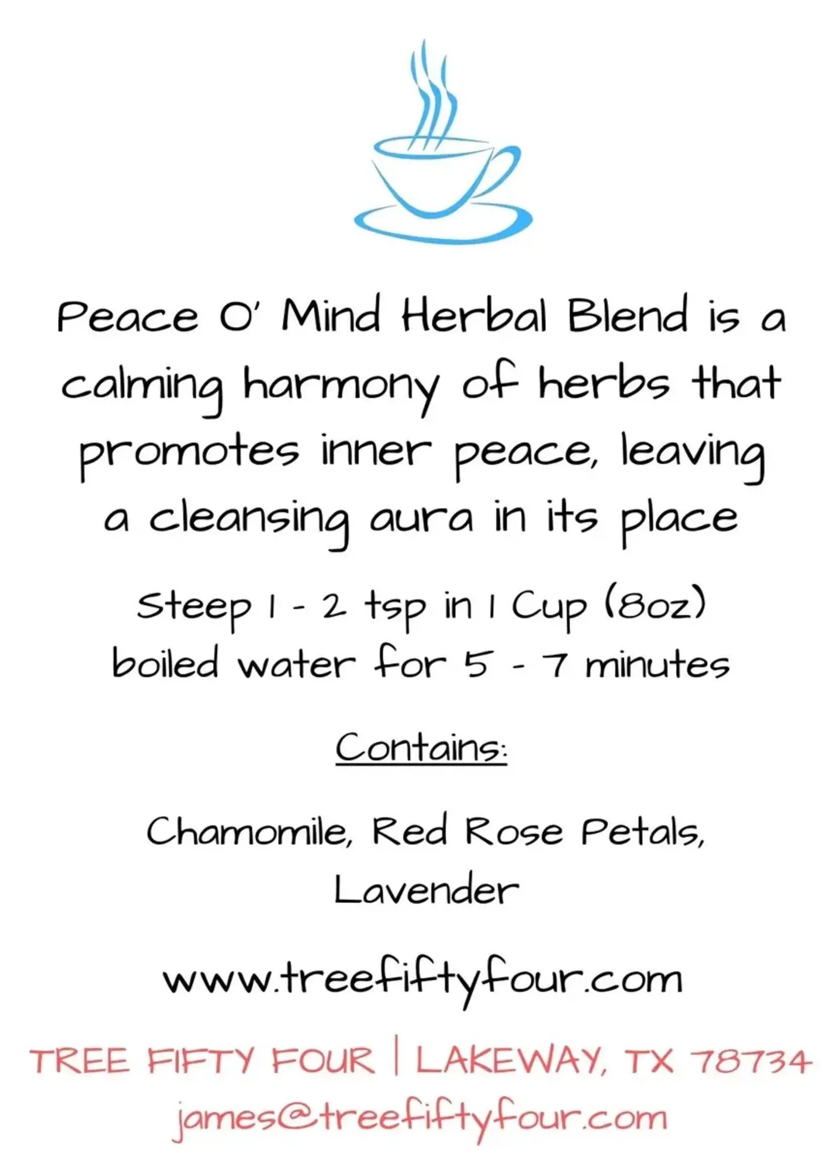 Elsewhere Peace O Mind Herbal Tea 1/2oz