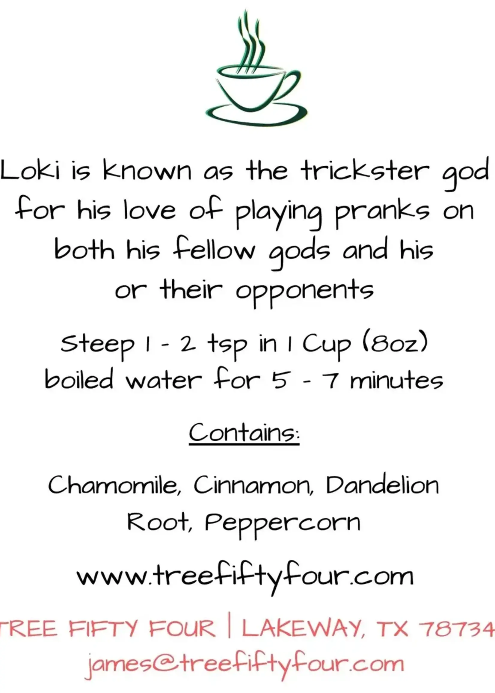 Tree Fifty Four Loki's Herbal Tea Sachet