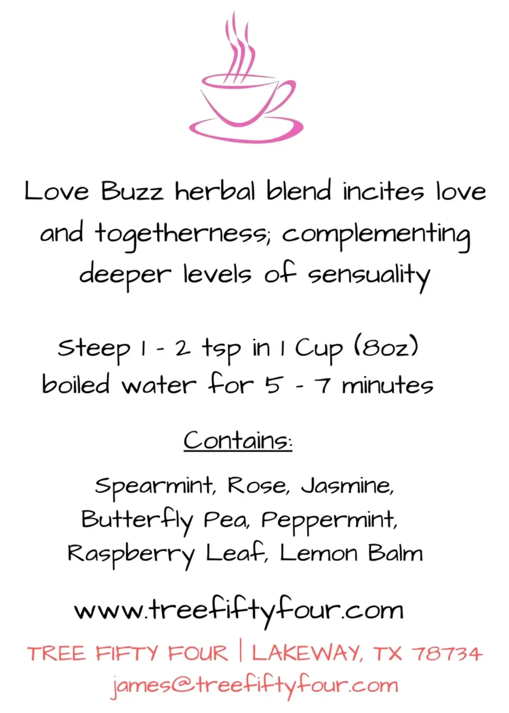 Tree Fifty Four Love Buzz Herbal Tea Sachet