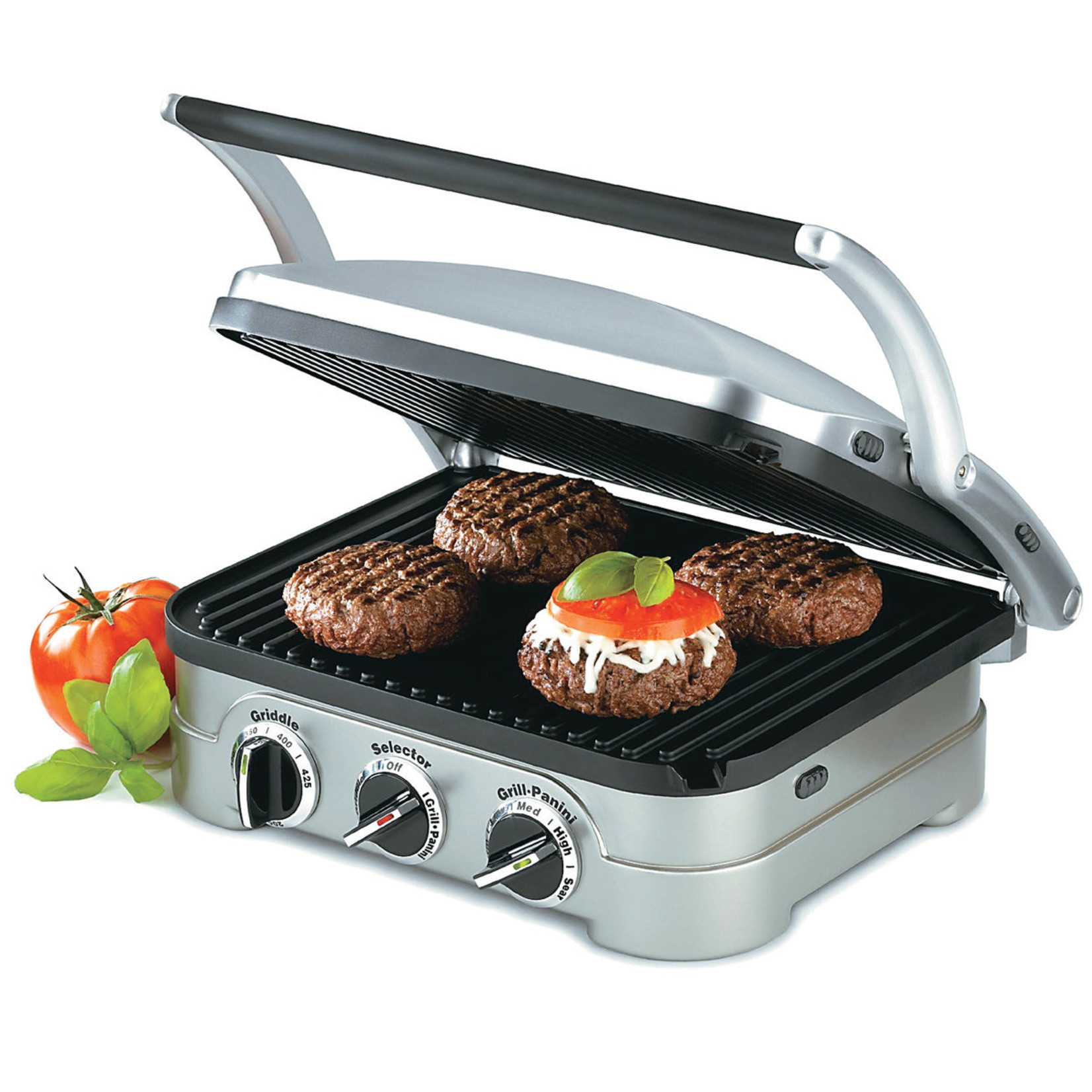 CUISINART Grill intérieur 5 en 1 chrome avec plaques pour gaufres en prime