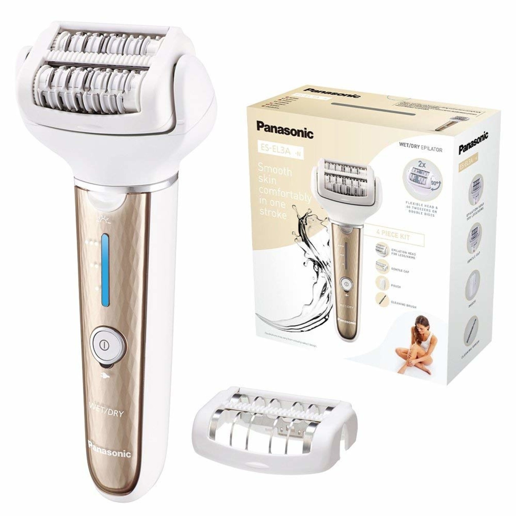 PANASONIC Cordless Wet/Dry Epilator for Women, Wet/Dry Epilator