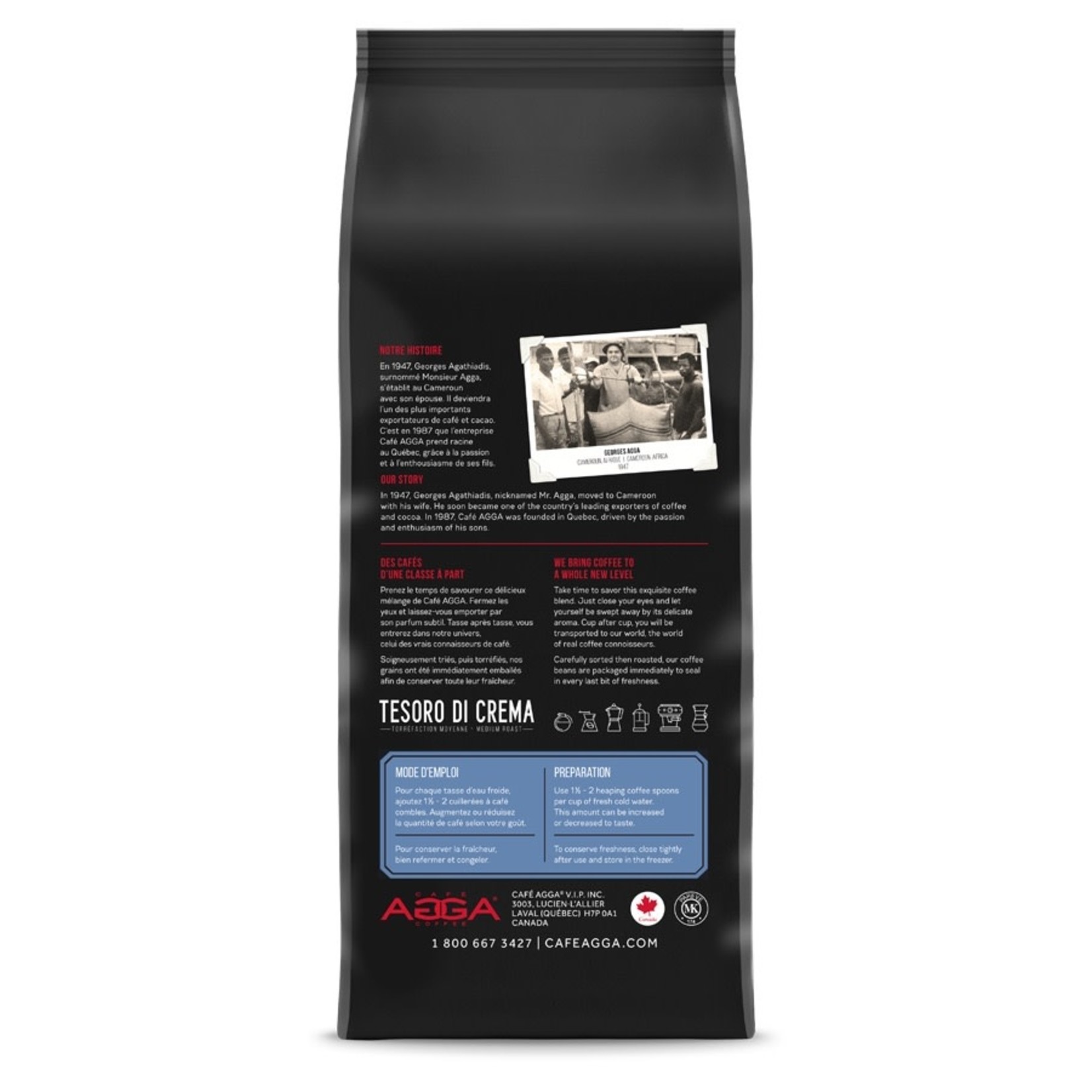 AGGA Café en grains Tesoro Di Crema 1kg