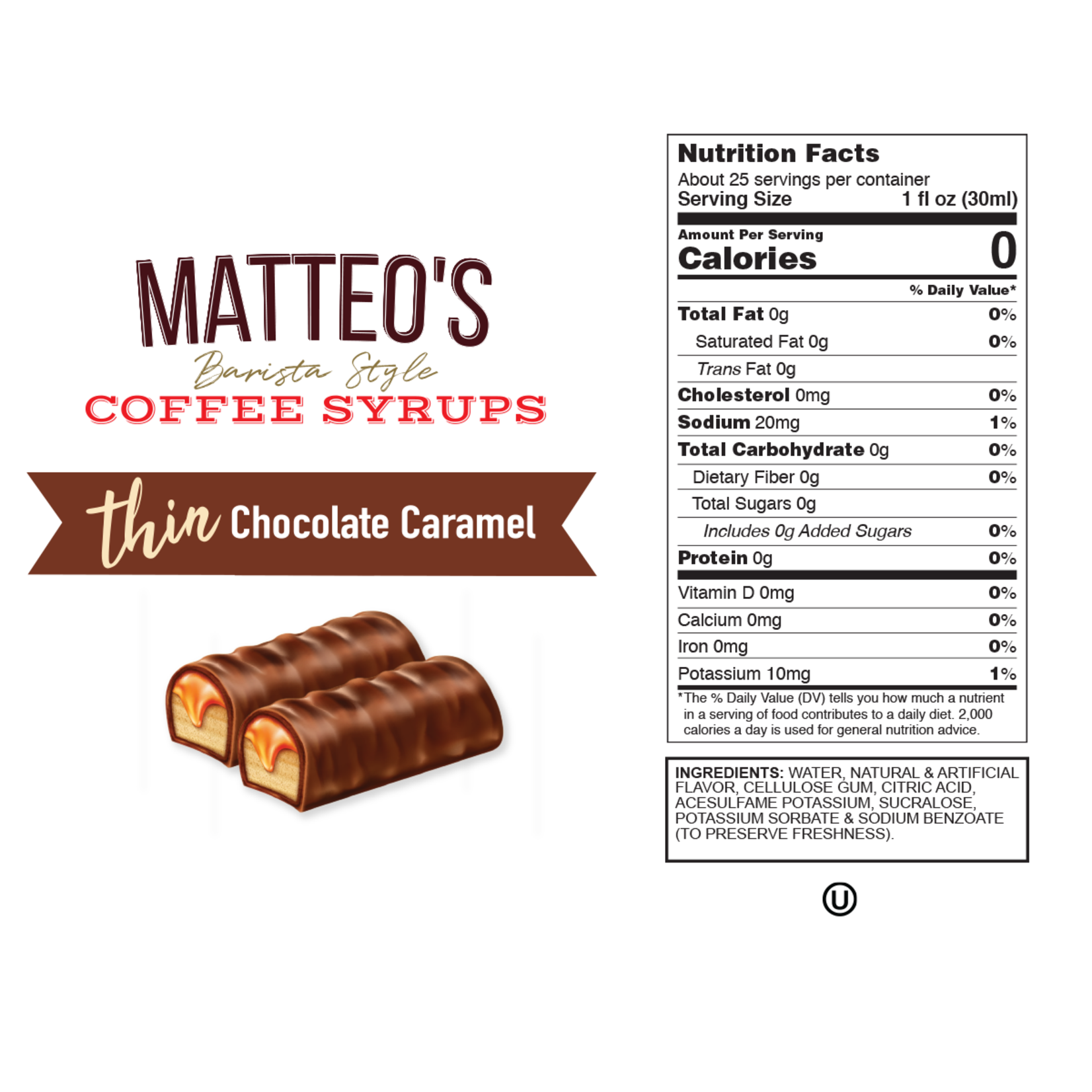 MATTEO'S Sugar Free Coffee Syrup, Chocolate Caramel
