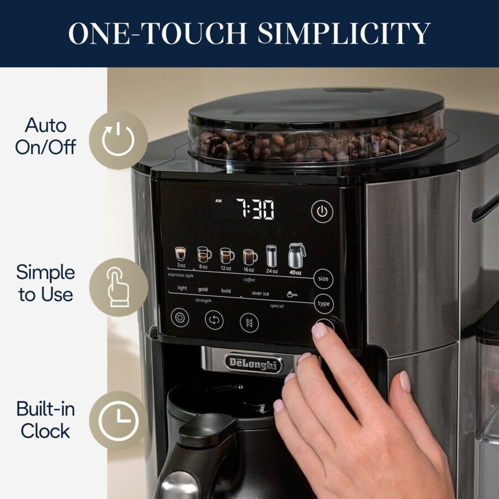 DELONGHI TrueBrew Automatic Coffee Machine w/ Thermal Carafe