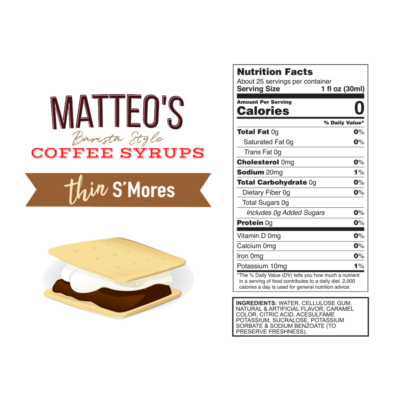 MATTEO'S Sugar Free Coffee Syrup, S'Mores