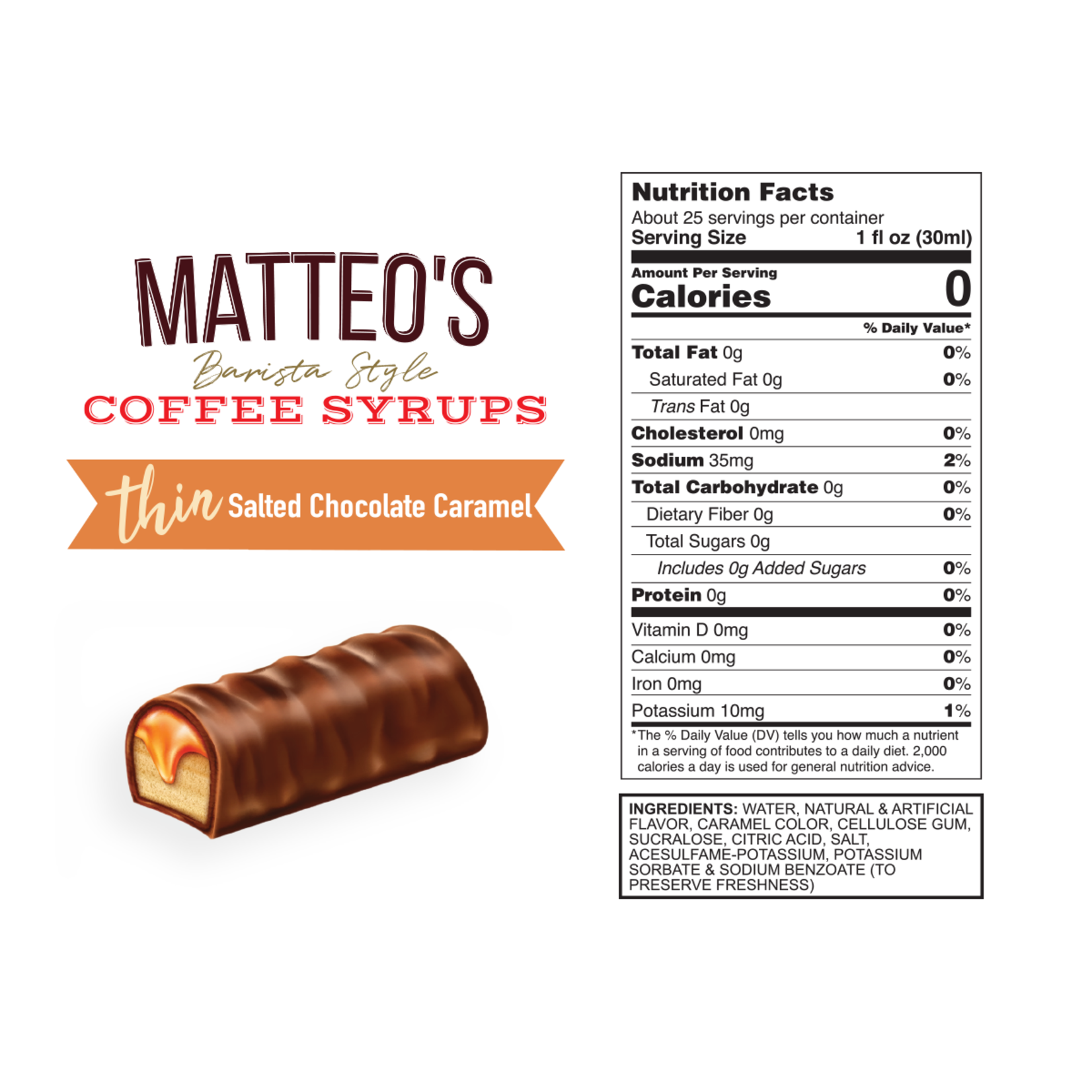 MATTEO'S Sugar Free Coffee Syrup, Salted Chocolate Caramel