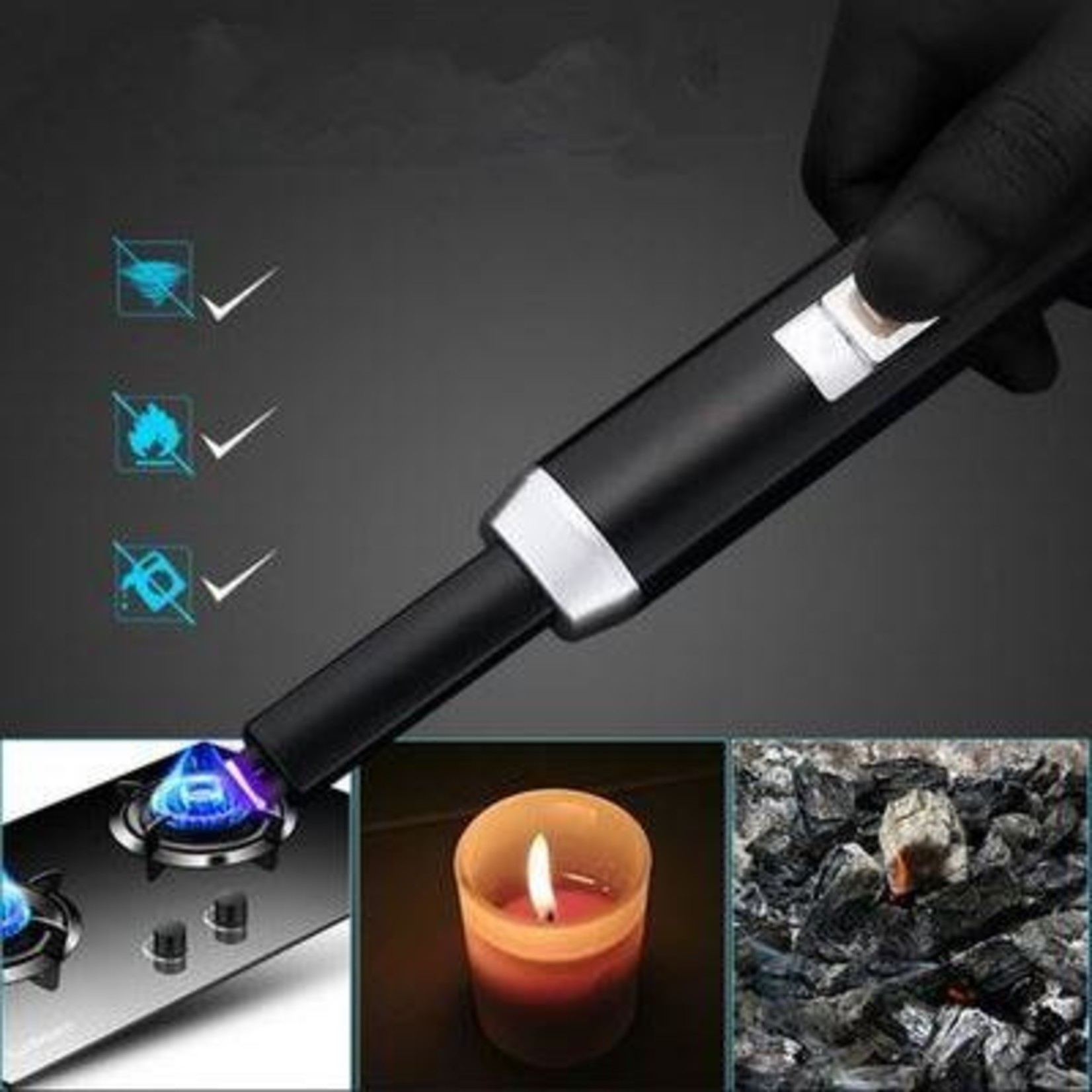 SIZZLE Pitmaster USB Rechargeable Plasma Arc Lighter, Silver