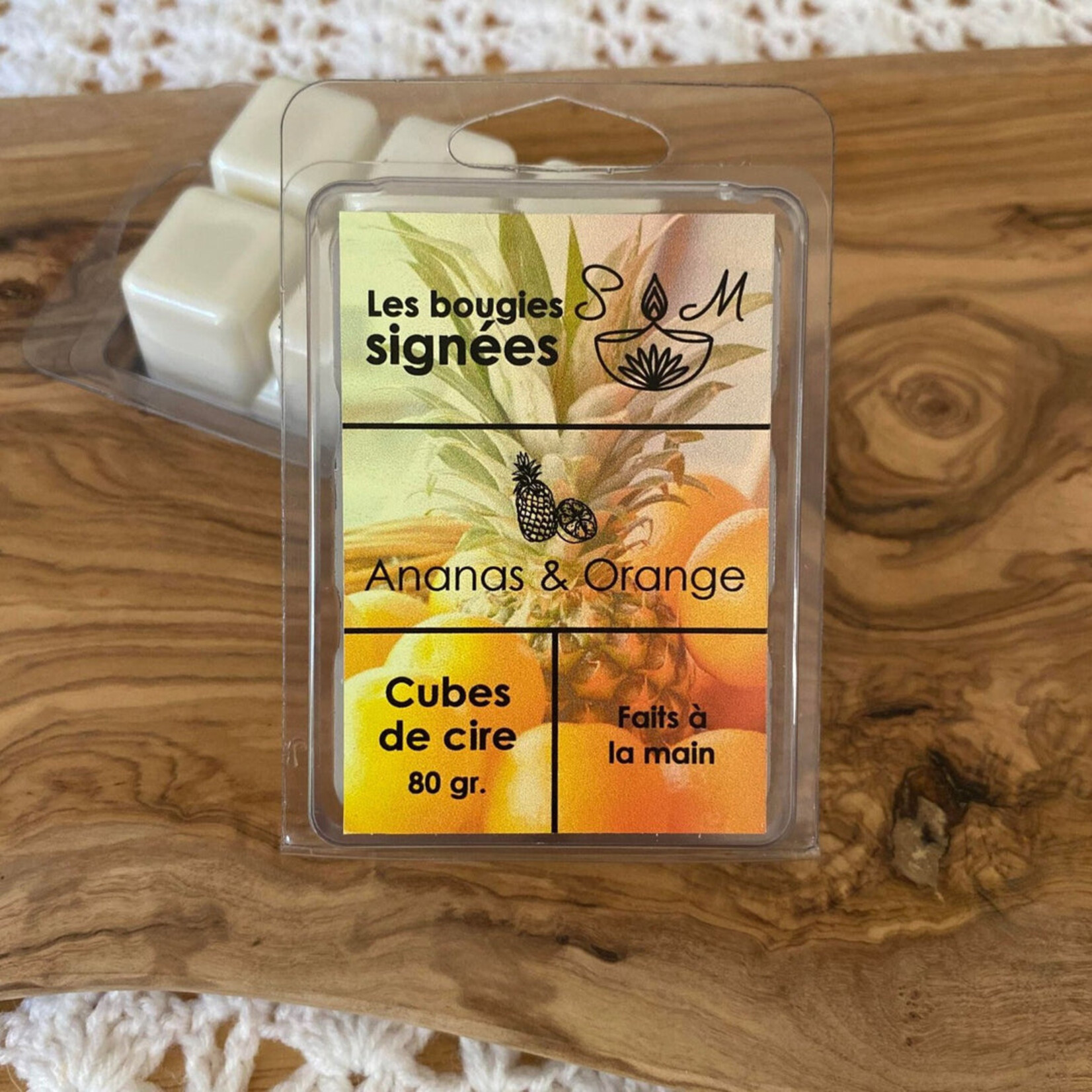 LES BOUGIES SIGNÉES SM Cubes de cire Ananas & Orange 80g