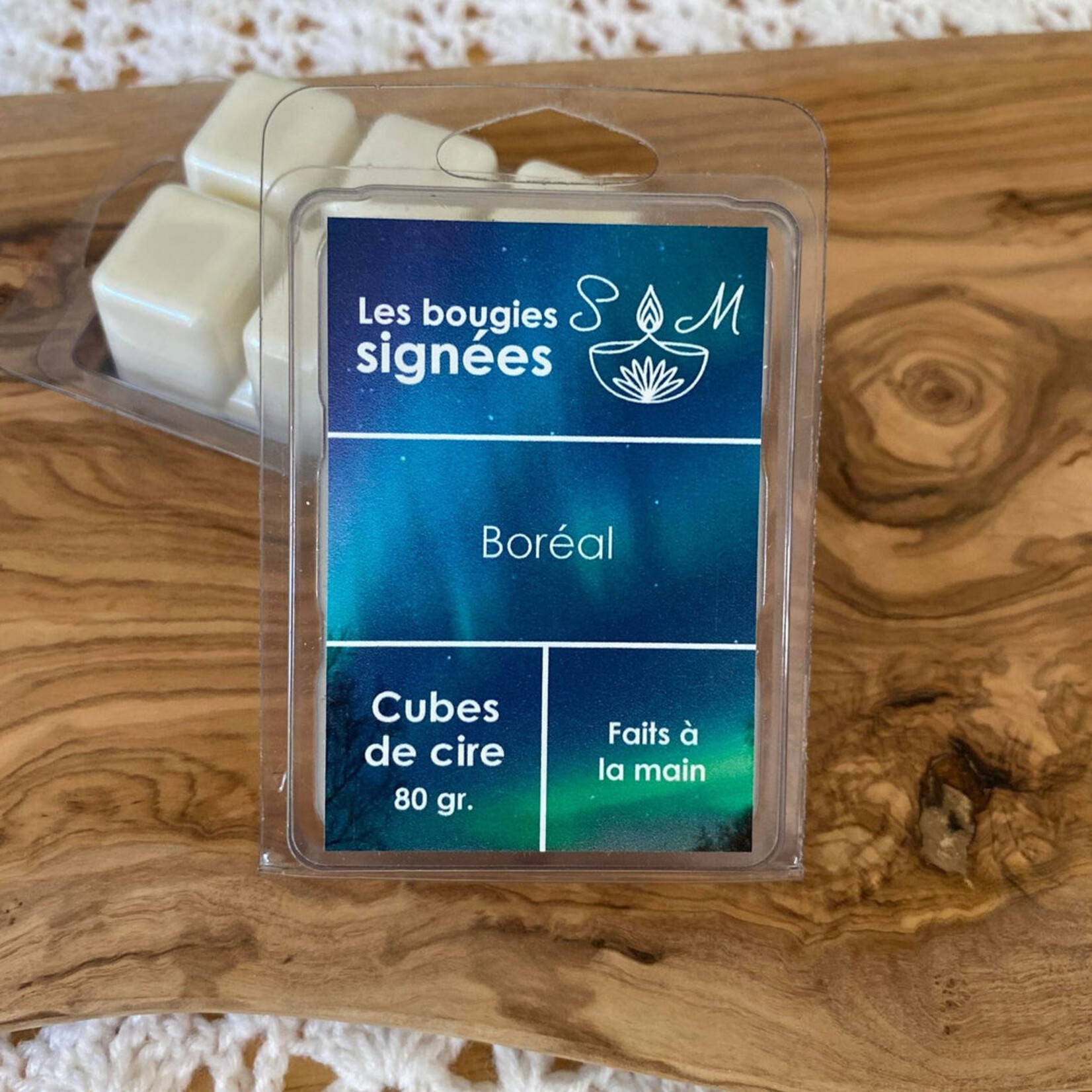 LES BOUGIES SIGNÉES SM Cubes de cire Boréal 80g