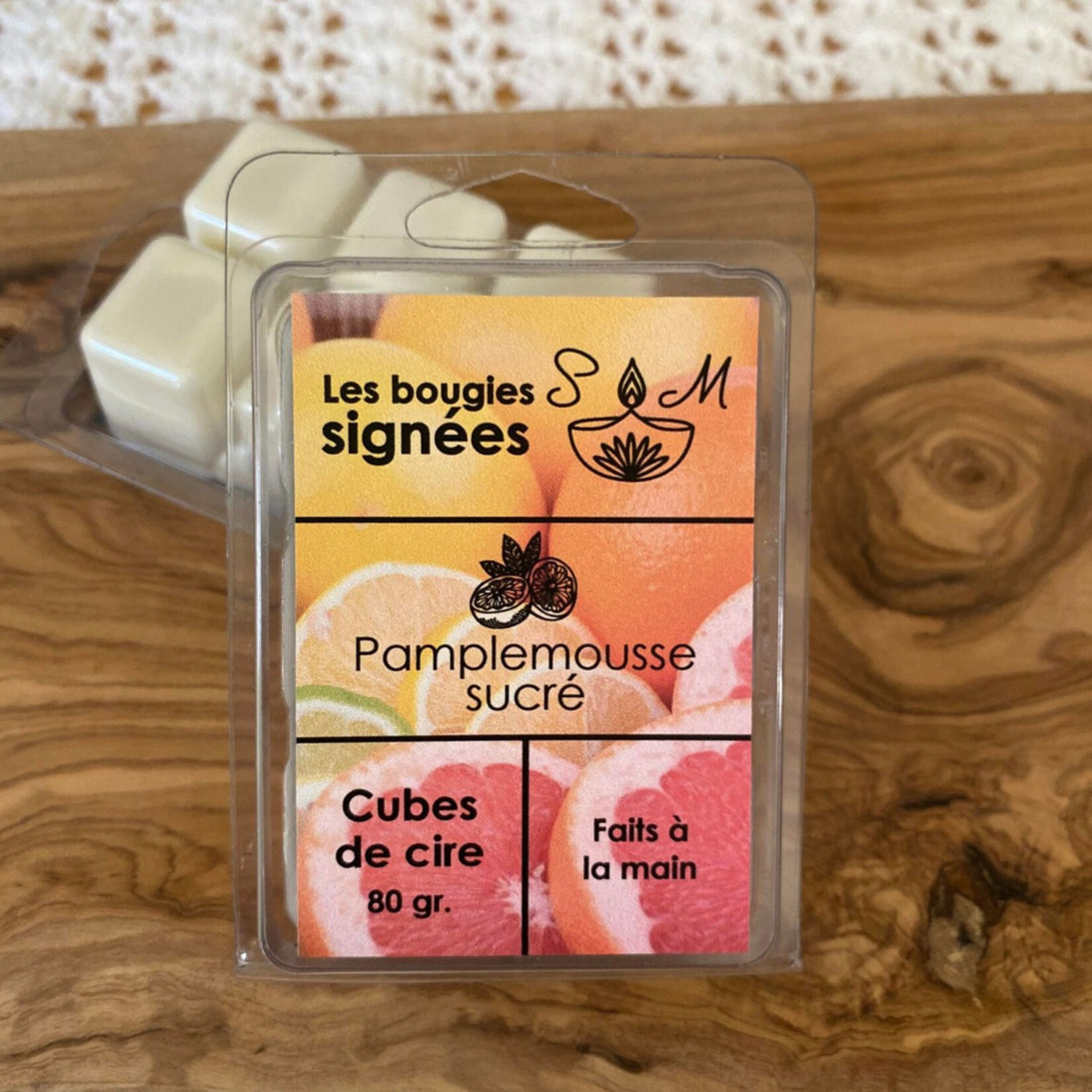 LES BOUGIES SIGNÉES SM Cubes de cire Pamplemousse sucré 80g