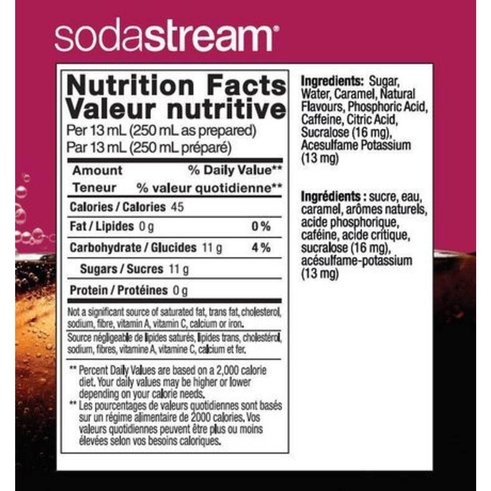 SODASTREAM Sirop Cola Cerise Noire 440 ml