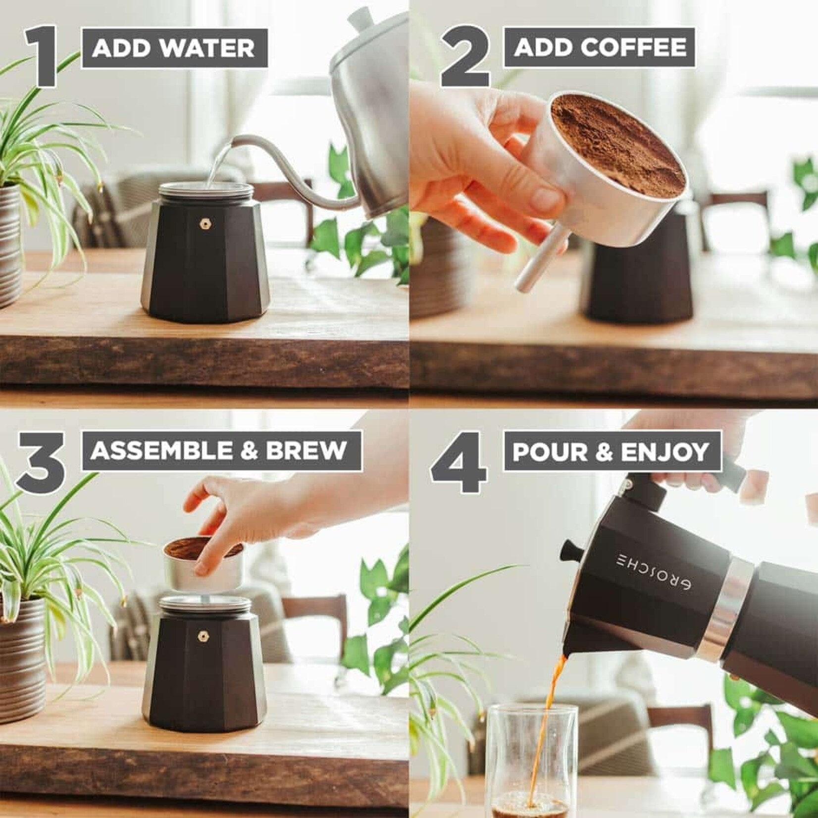 GROSCHE MILANO Stovetop Espresso Maker, Moka Pot - 12 Cup