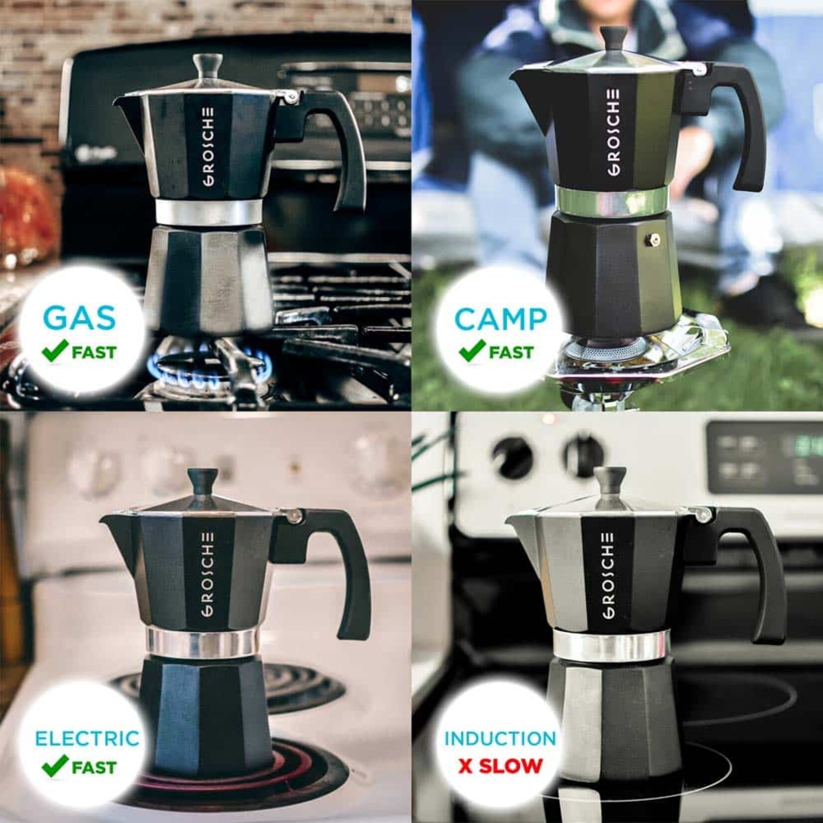 GROSCHE MILANO Stovetop Espresso Maker, Moka Pot - 12 Cup