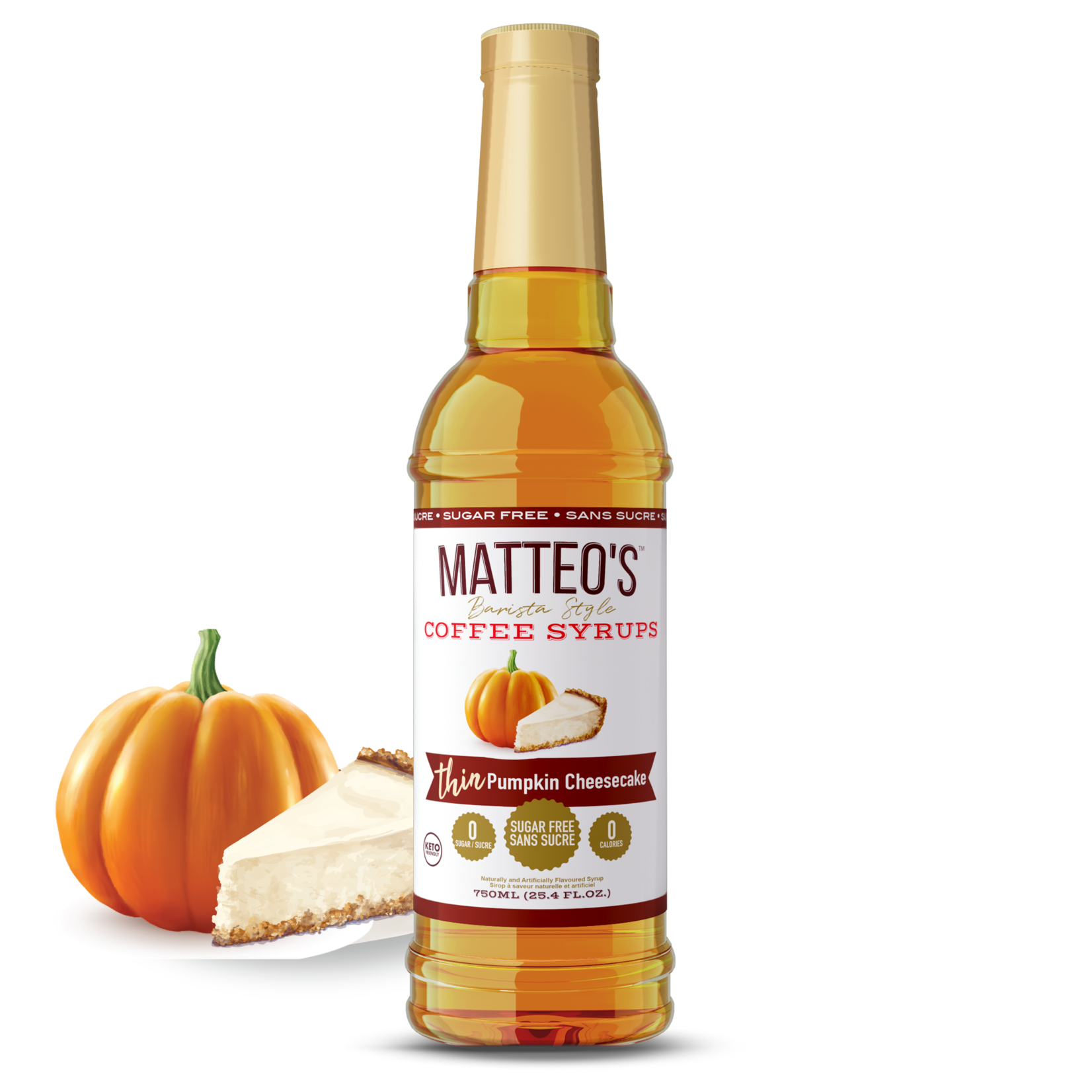 MATTEO'S Sugar Free Coffee Syrup, Pumpkin Cheesecake