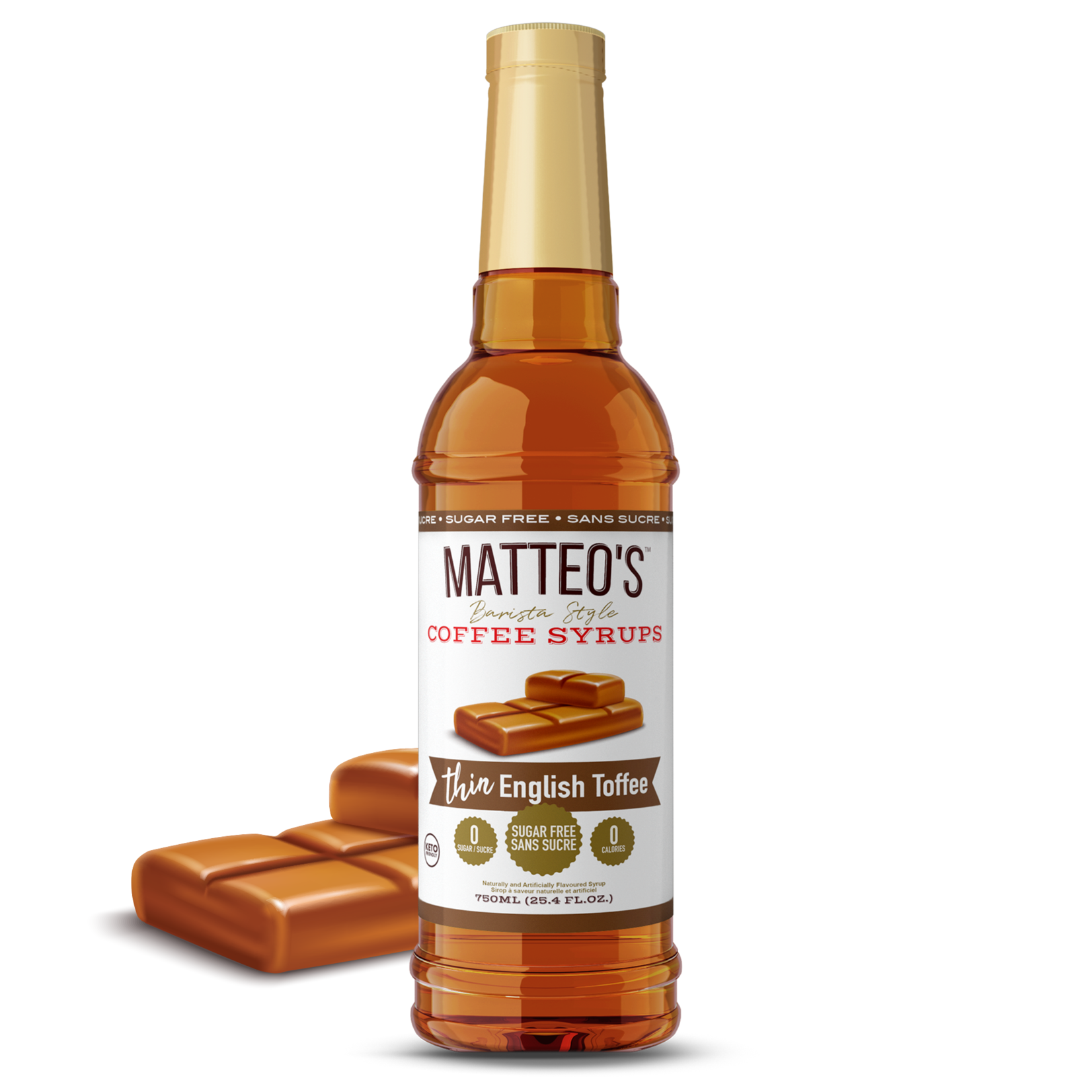MATTEO'S Sugar Free Coffee Syrup, English Toffee
