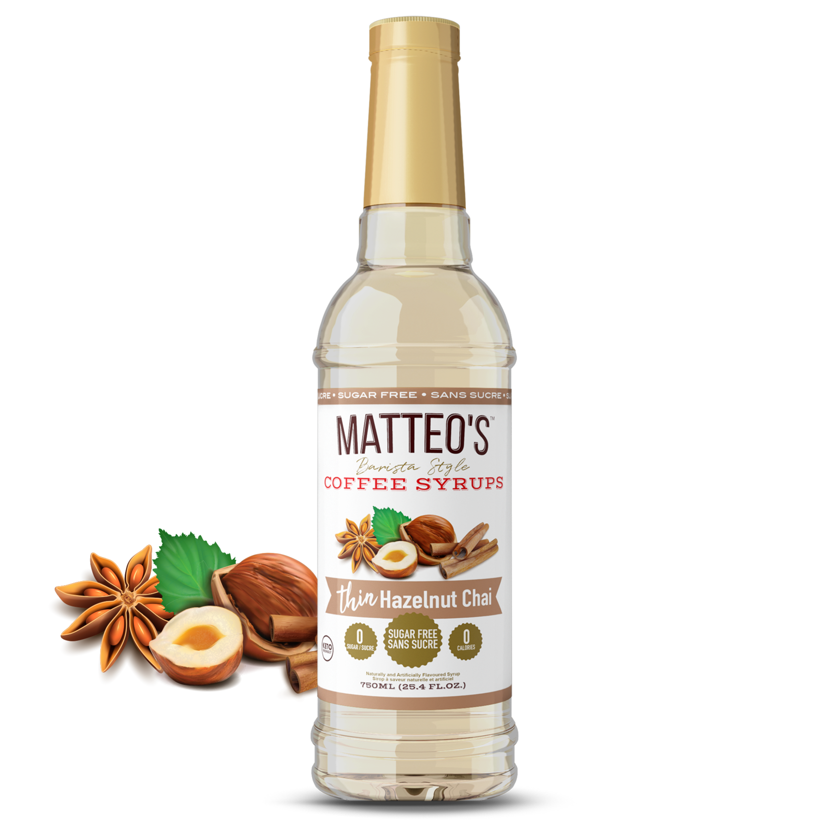 MATTEO'S Sugar Free Coffee Syrup, Hazelnut Chai