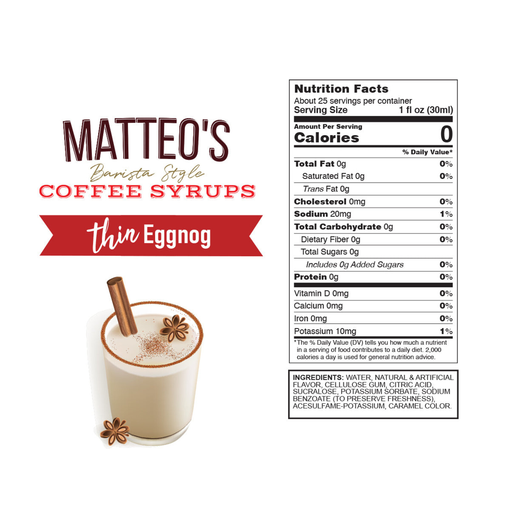 MATTEO'S Sugar Free Coffee Syrup, Eggnog