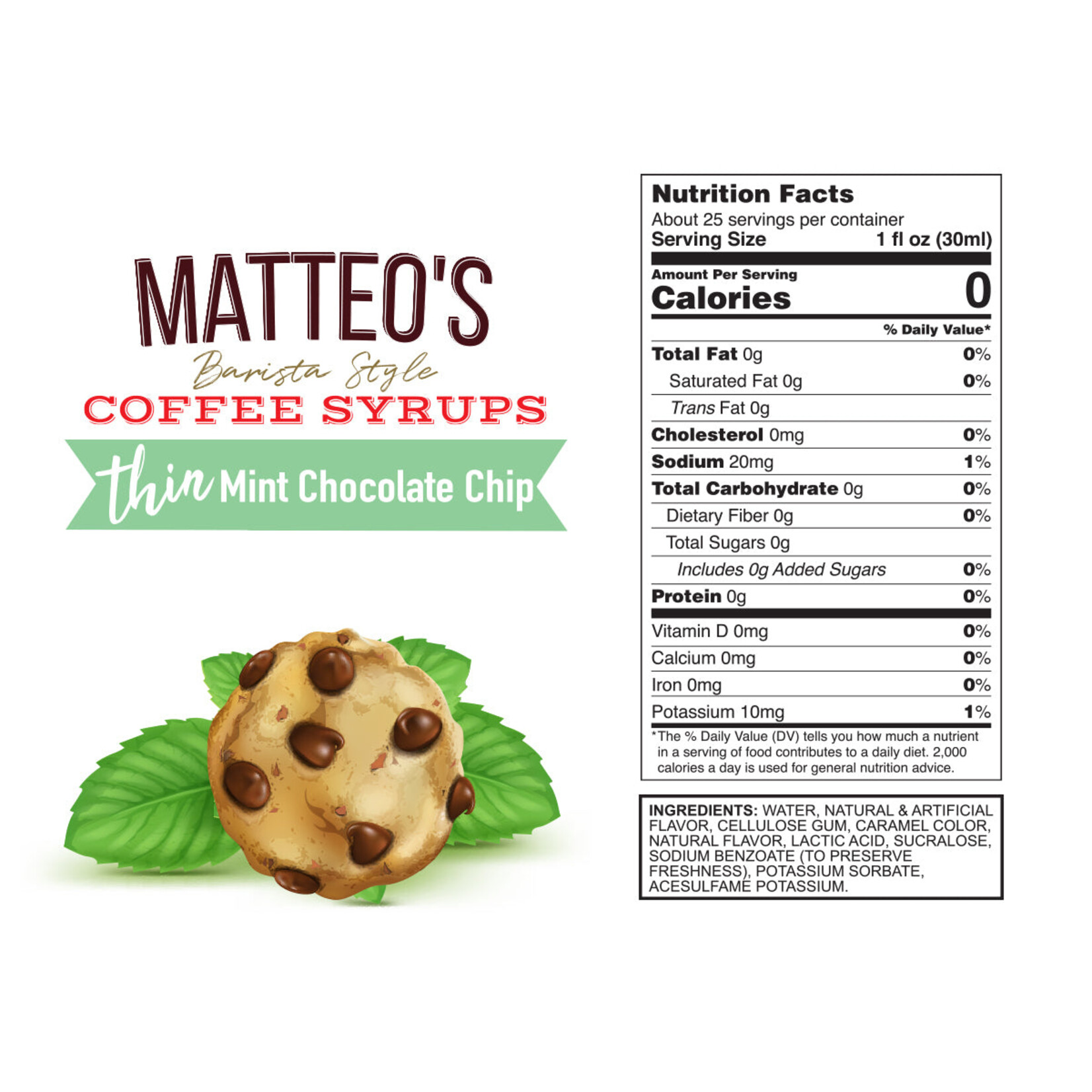 MATTEO'S Sugar Free Coffee Syrup, Mint Chocolate Chip