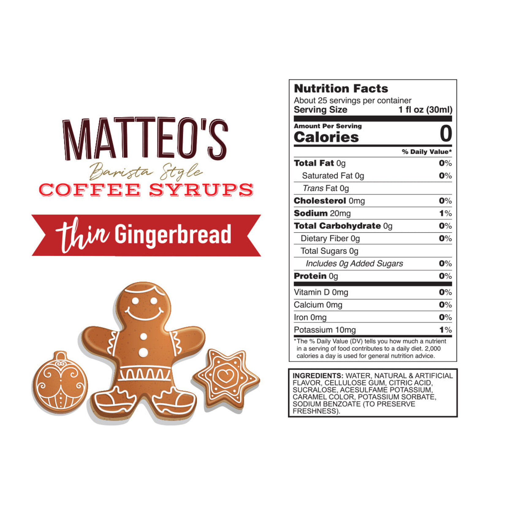 MATTEO'S Sugar Free Coffee Syrup, Gingerbread