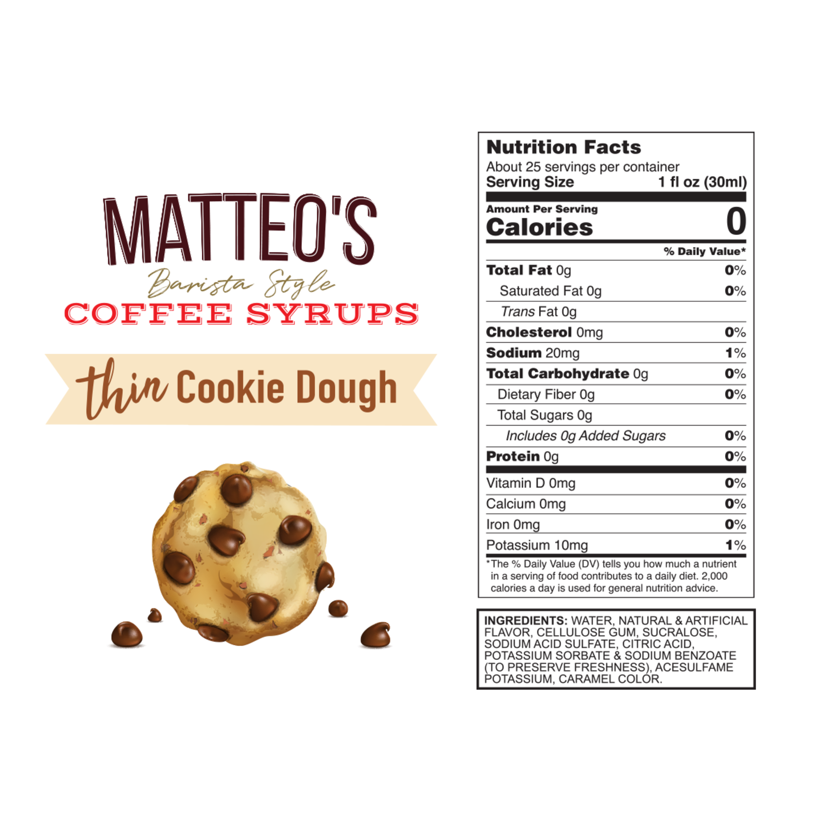 MATTEO'S Sugar Free Coffee Syrup, Cookie Dough