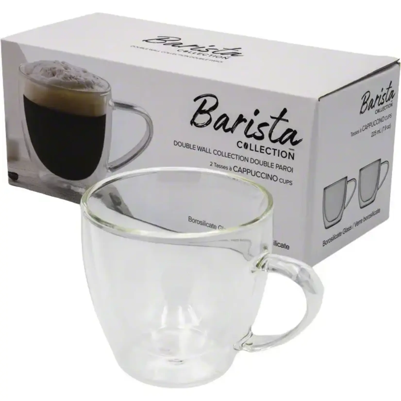 BARISTA+ Tasses (2) cappuccino double parois, 225ml