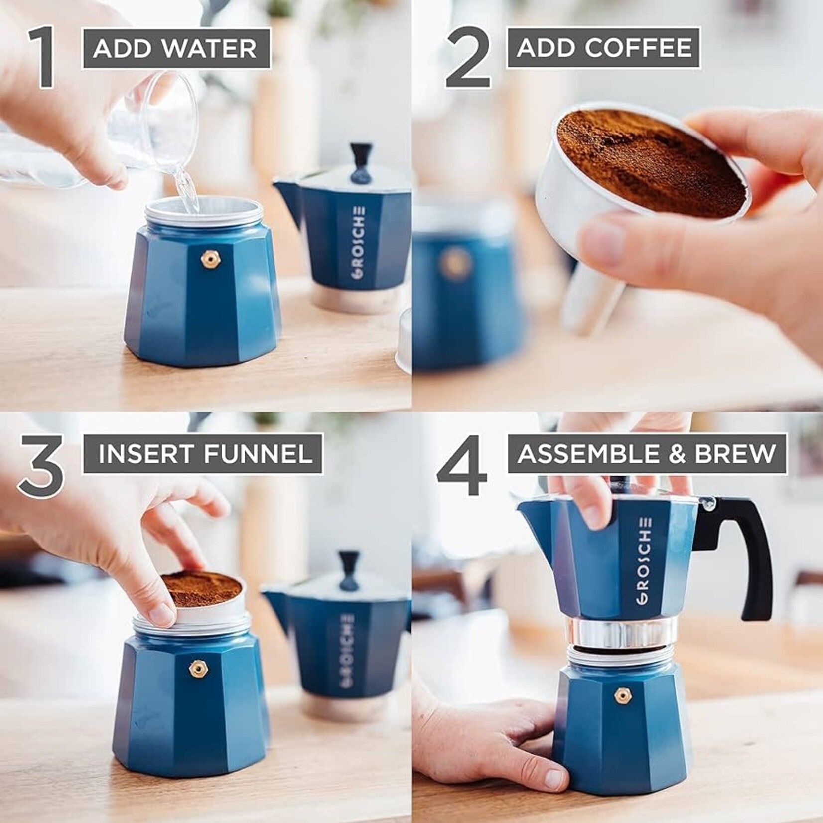 GROSCHE MILANO Stovetop Espresso Maker, Moka Pot - 9 Cup