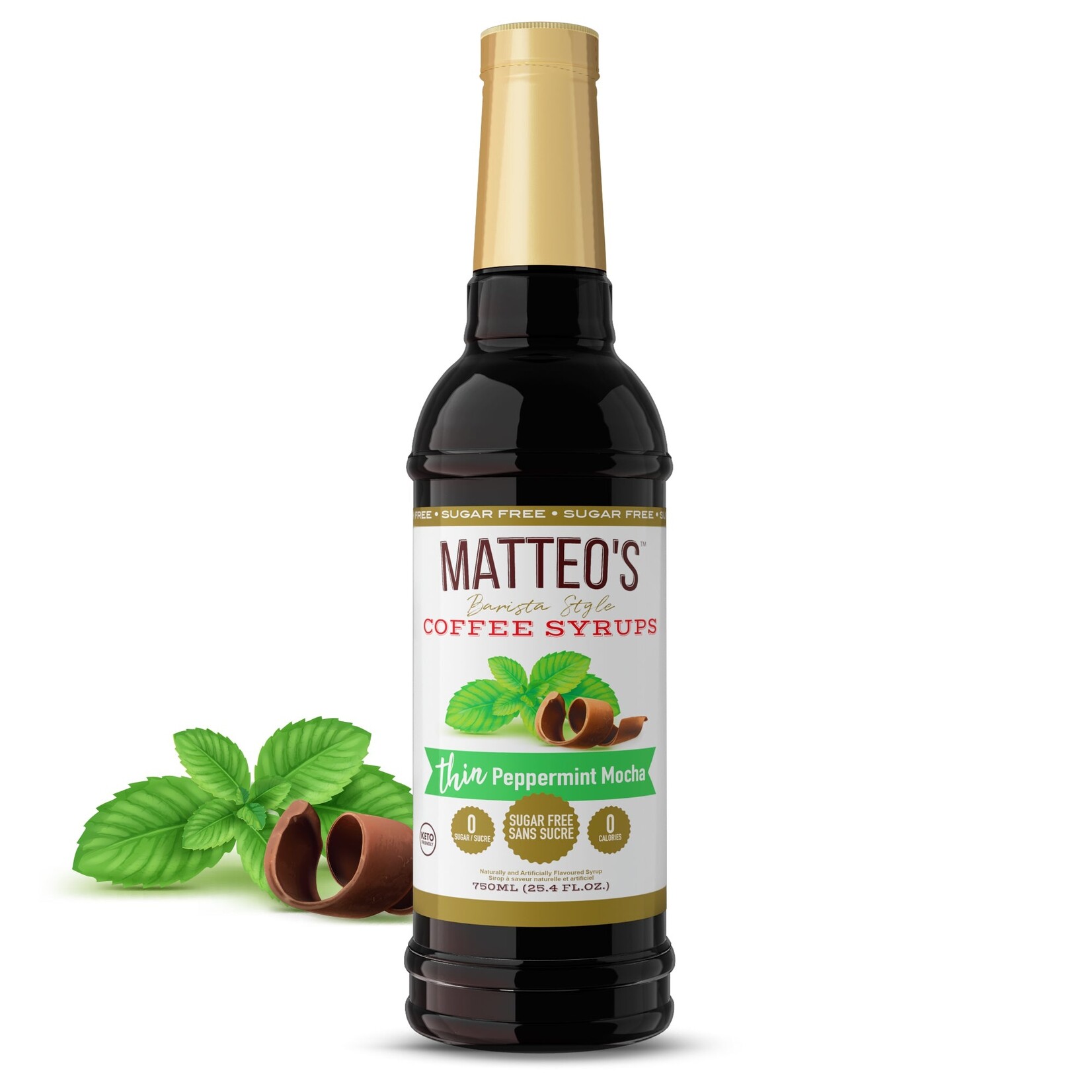 MATTEO'S Sirop à café à la menthe poivrée mocha 750  ml