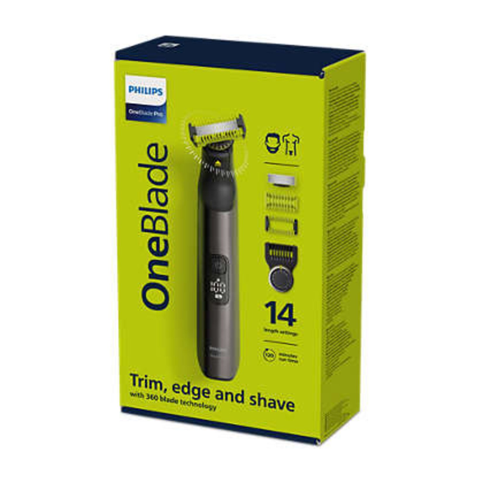 PHILIPS Tondeuse one blade pro 360, visage et corps,  14 longueurs