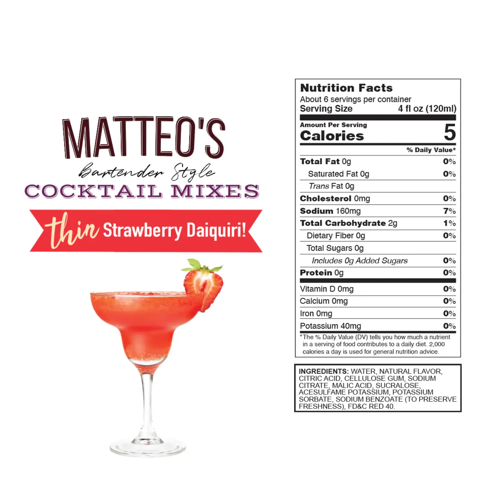 MATTEO'S Sirop à cocktail Daiquiri aux fraises