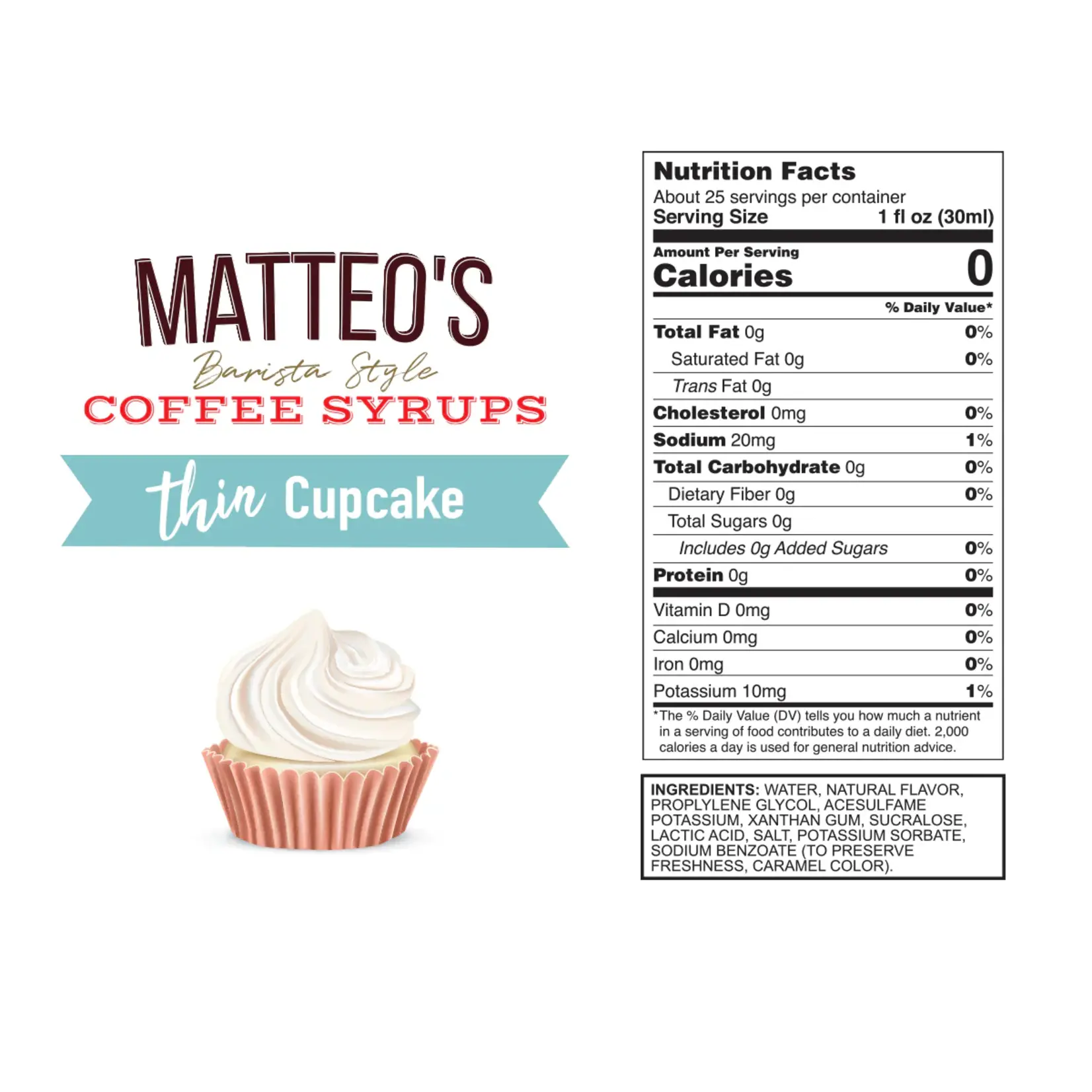 MATTEO'S Sugar Free Coffee Syrup, Cupcake