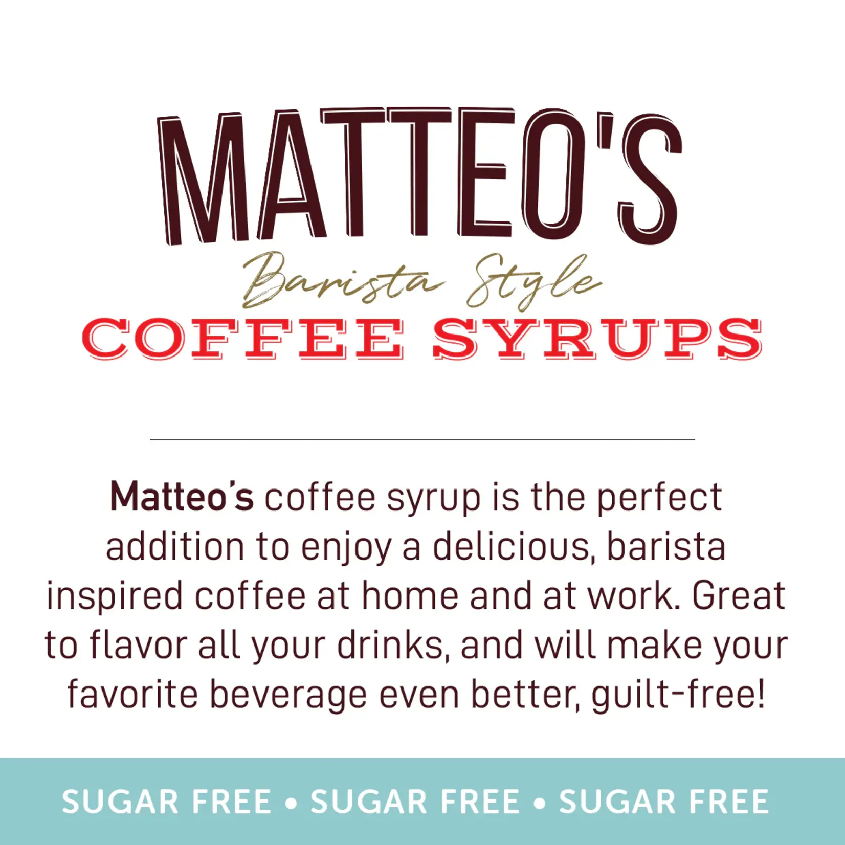 MATTEO'S Sugar Free Coffee Syrup, Cupcake
