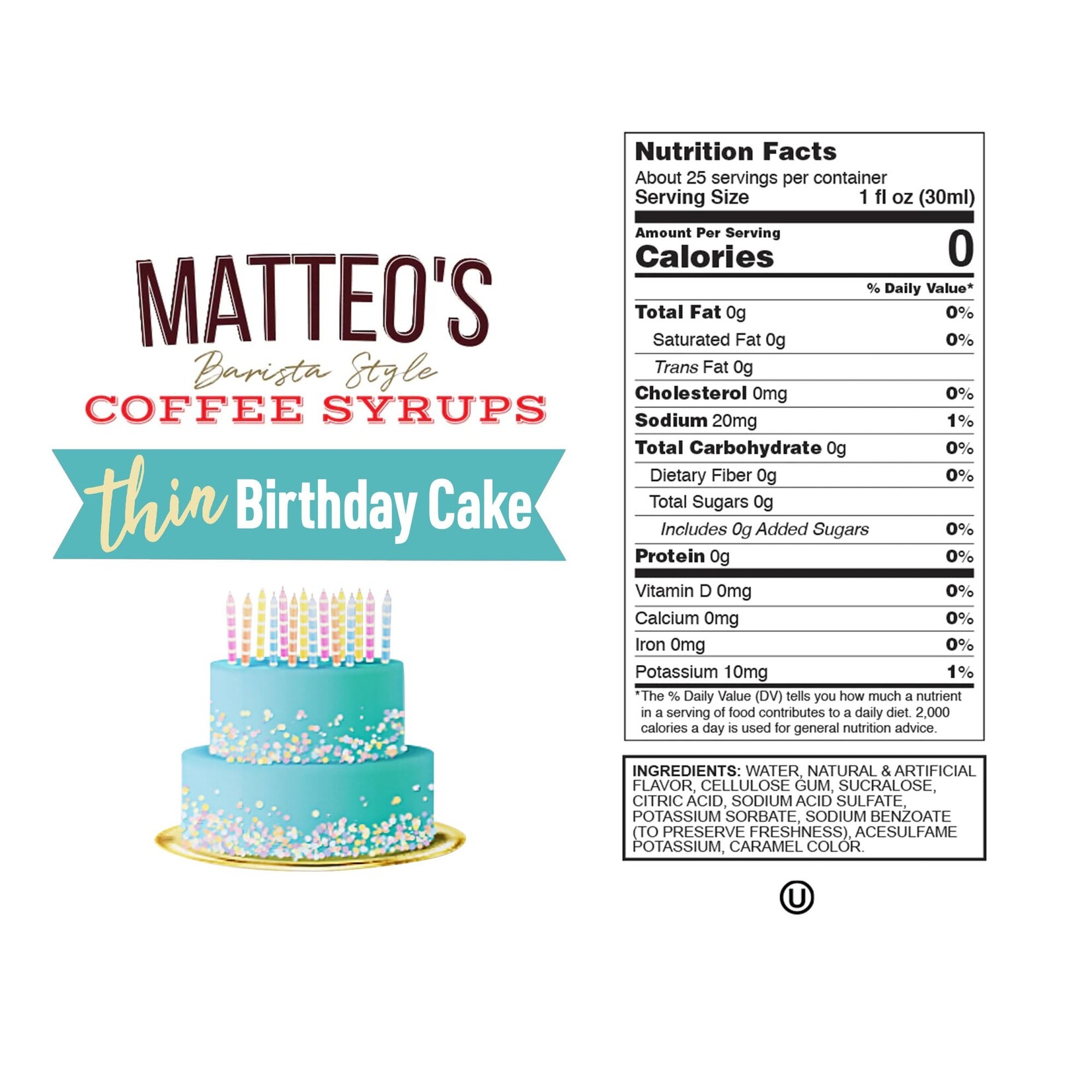 MATTEO'S Sugar Free Coffee Syrup, Birthday Cake
