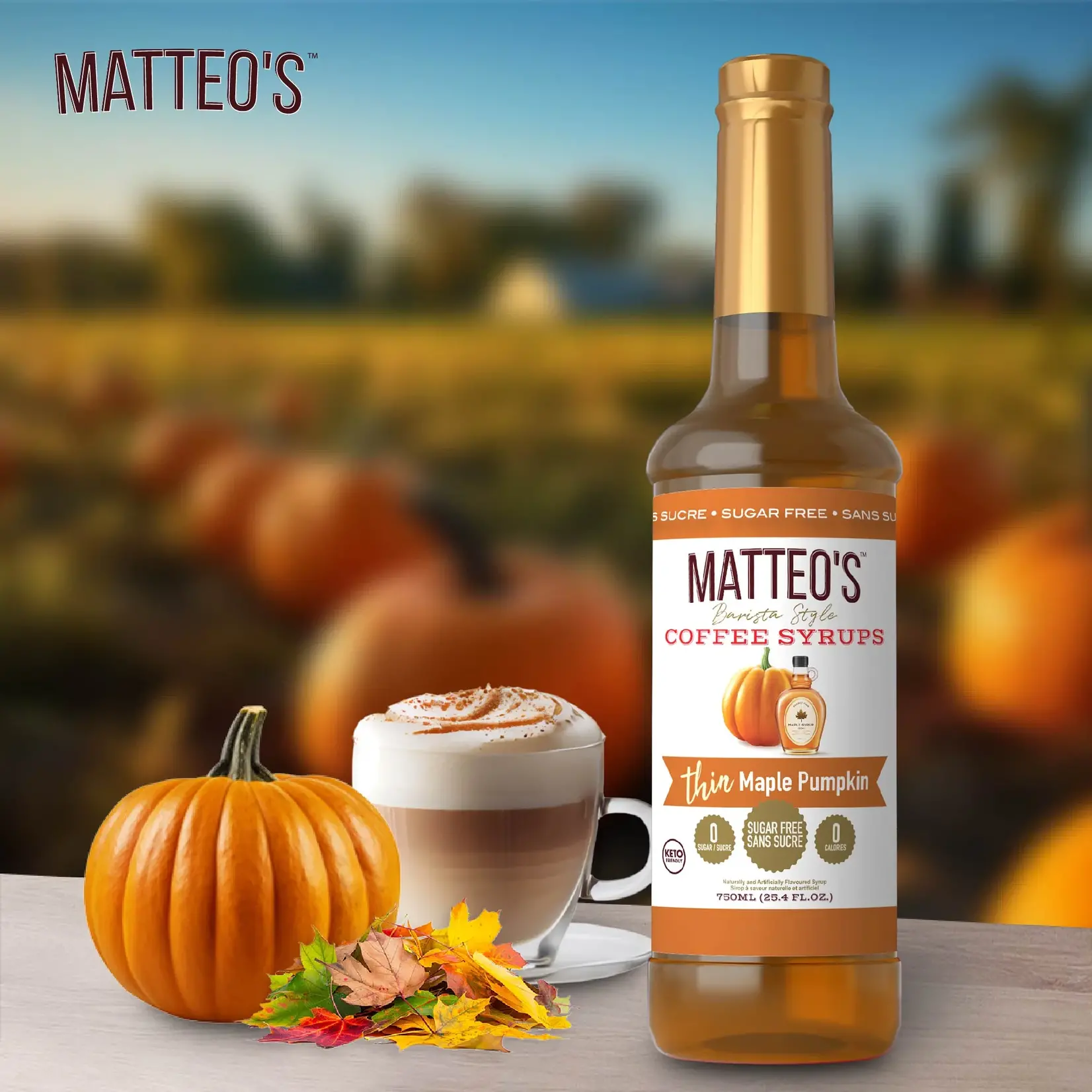 MATTEO'S Sugar Free Coffee Syrup, Maple Pumpkin