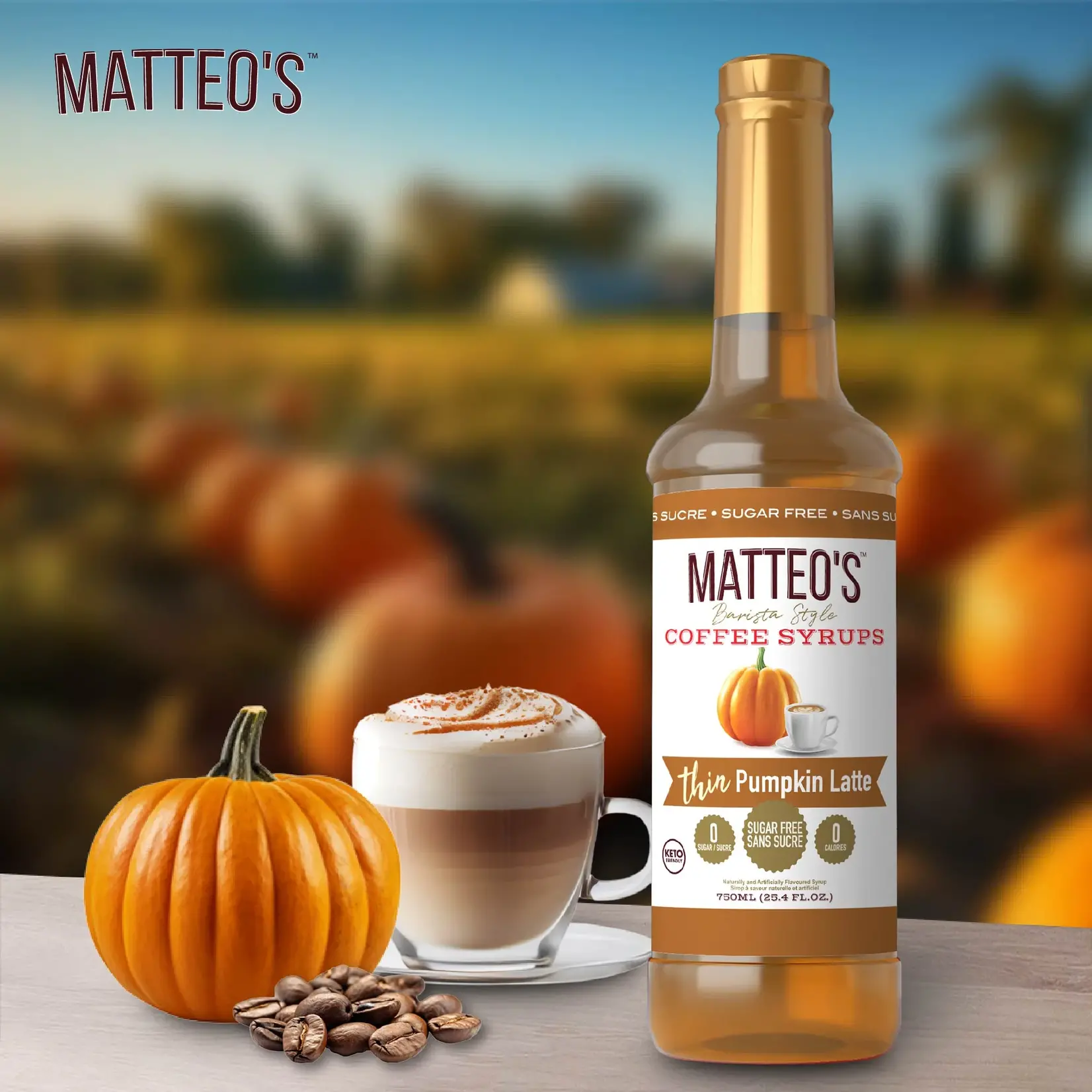 MATTEO'S Sugar Free Coffee Syrup, Pumpkin Latte