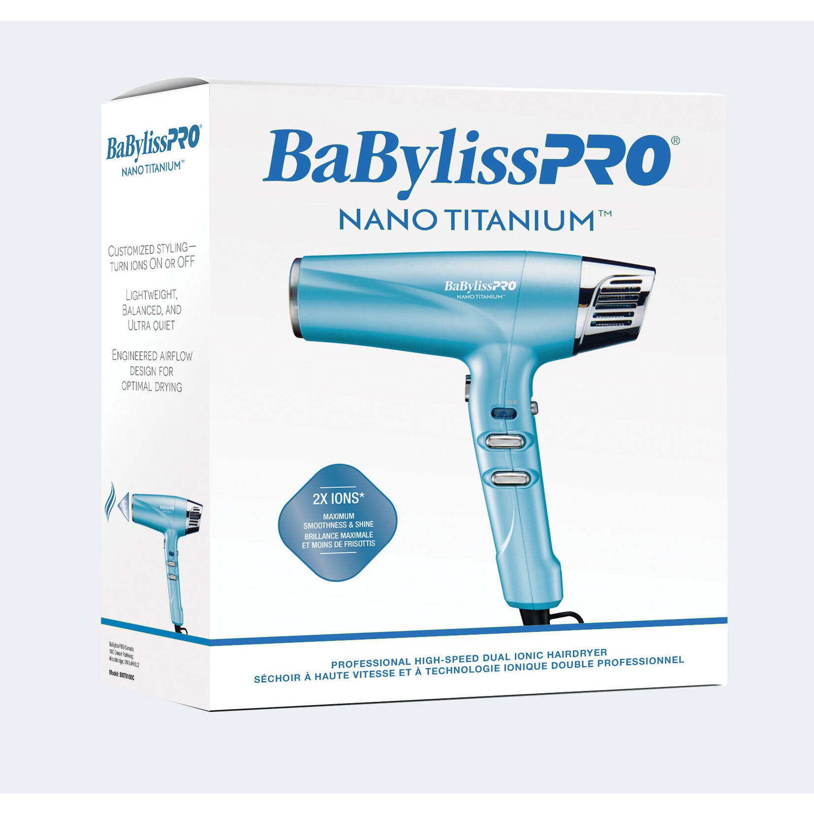BABYLISS PRO Hair dryer Nano Titanium ionic - blue