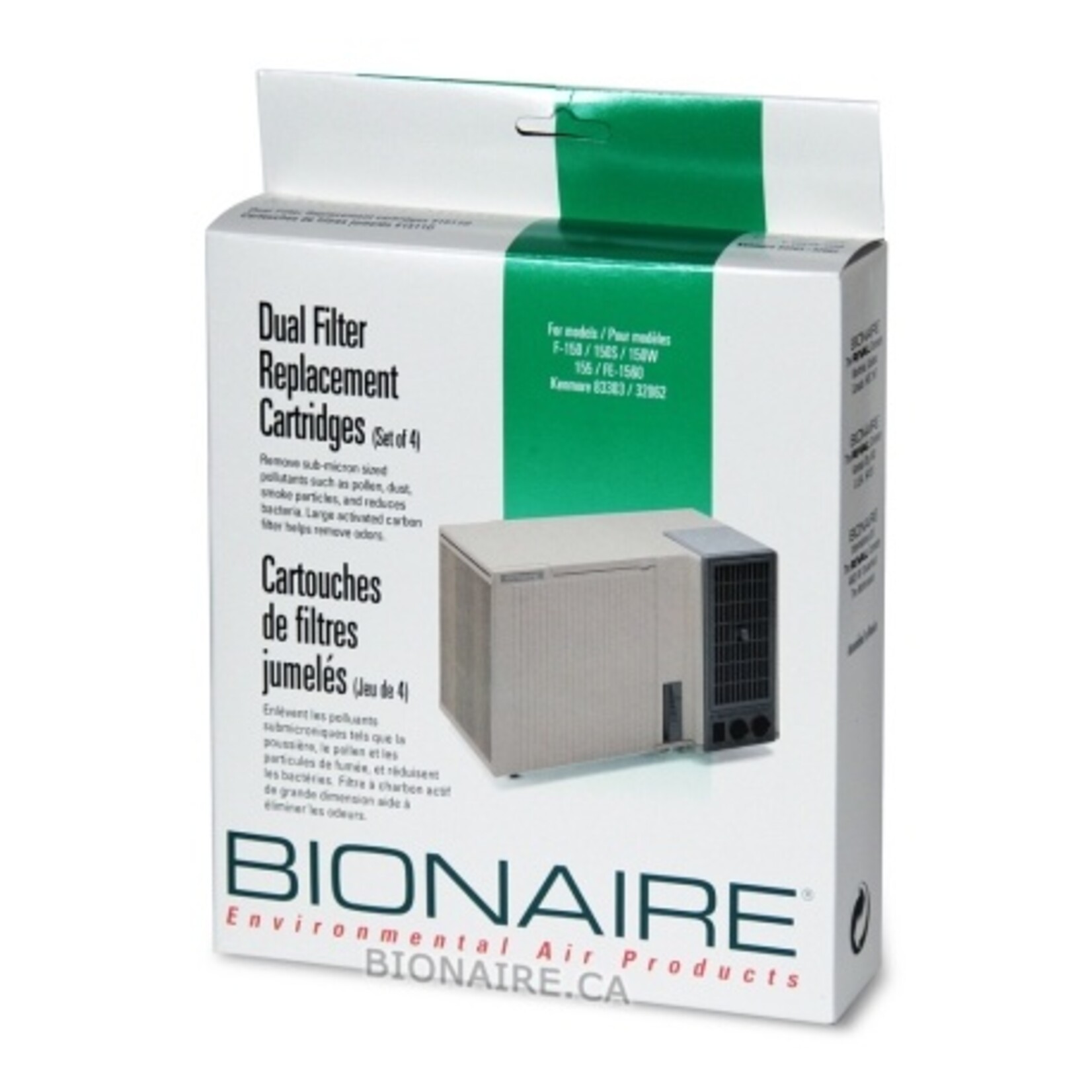 BIONAIRE Filtres jumelés (4) pour purificateur d'air F-150/FE-1560