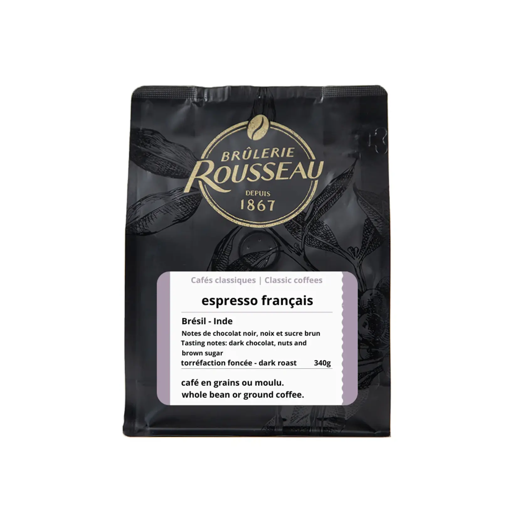 BRÛLERIE ROUSSEAU BRÛLERIE ROUSSEAU CAFÉ ESPRESSO FRANÇAIS 340G EN GRAIN