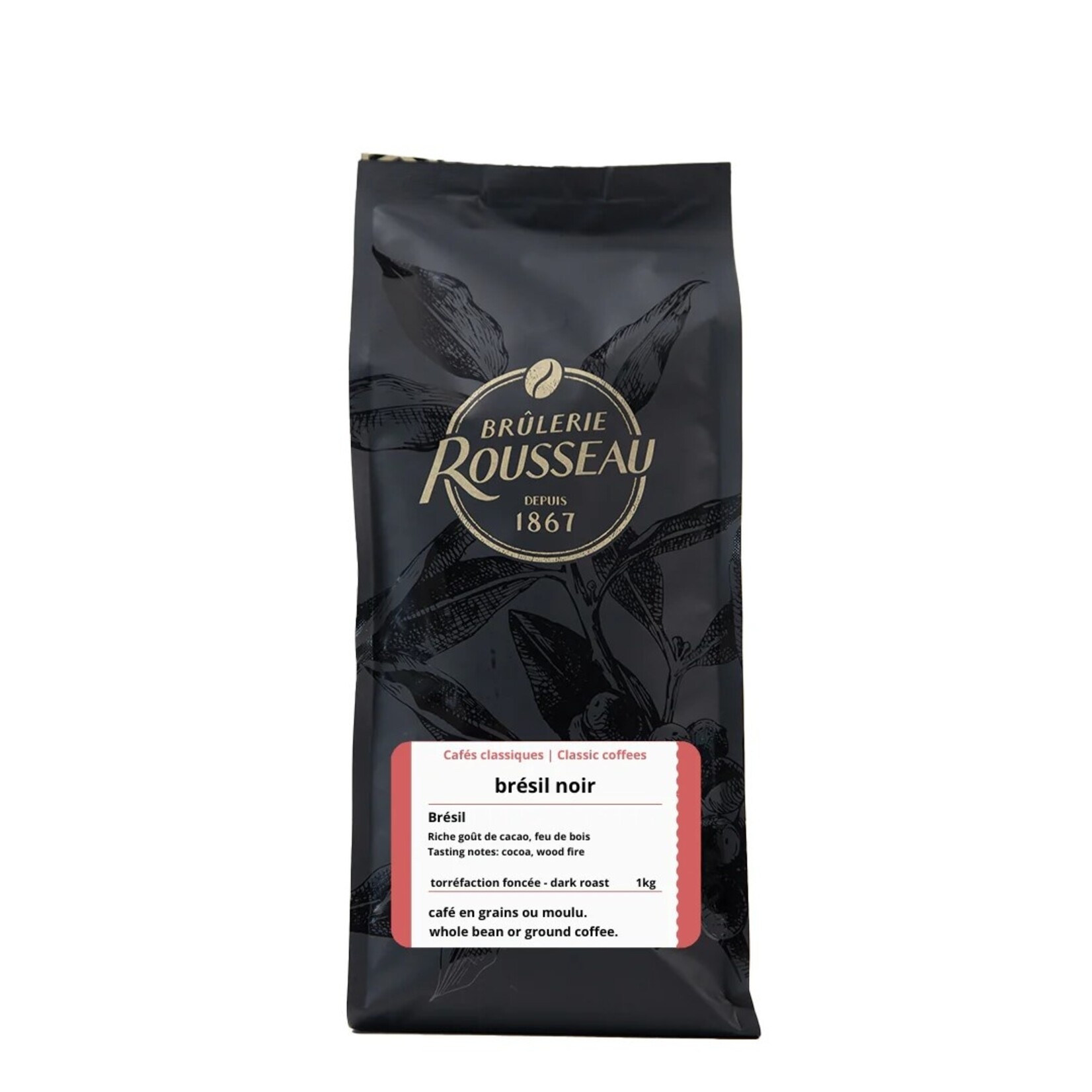 BRÛLERIE ROUSSEAU BRÛLERIE ROUSSEAU CAFÉ BRÉSIL NOIR 908G EN GRAIN