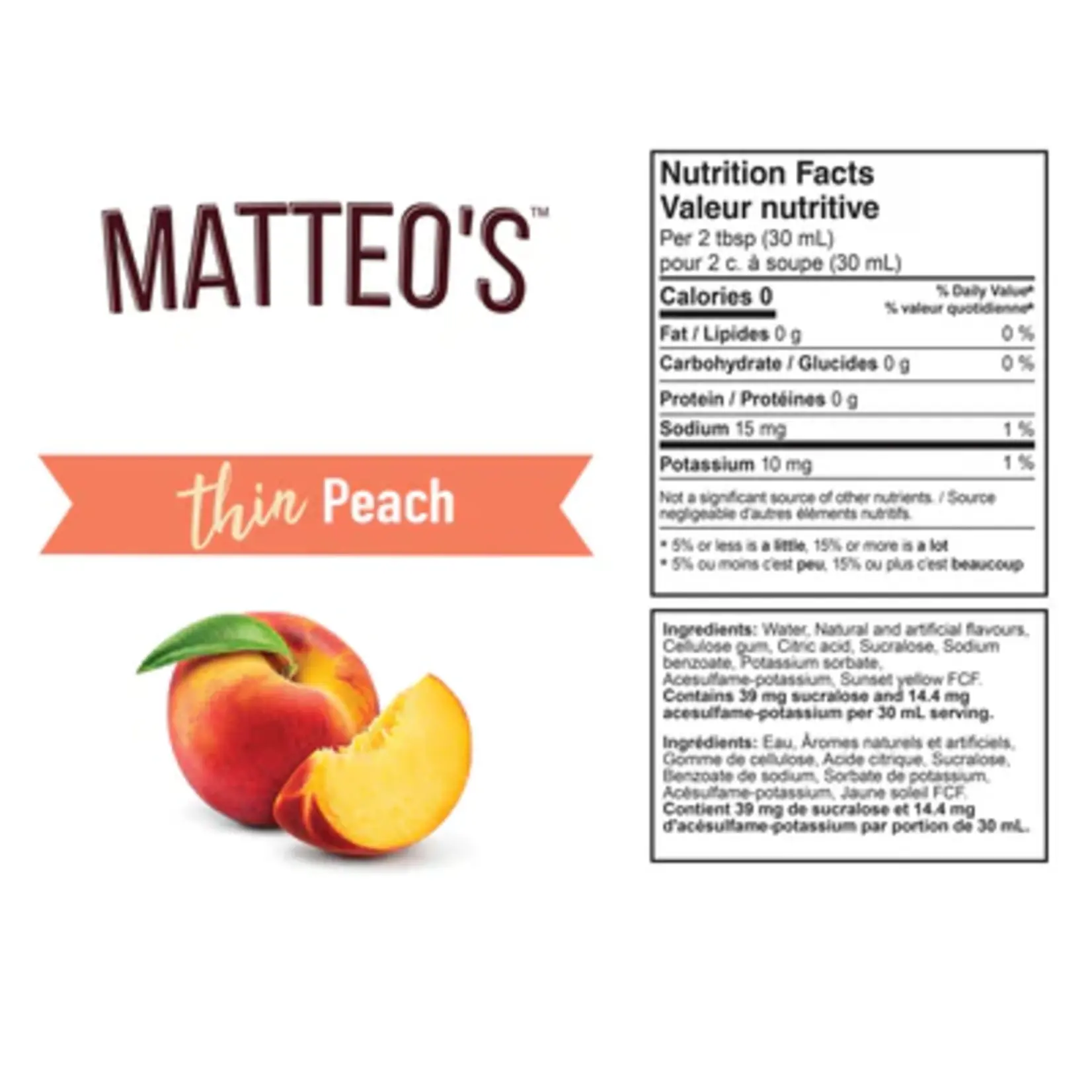 MATTEO'S Sirop à la pêche 750ml