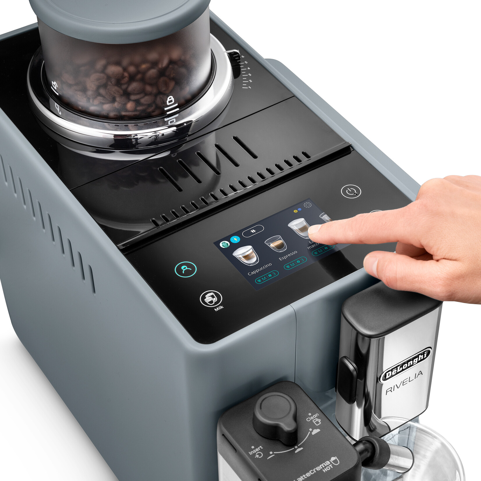 DELONGHI Rivelia Espresso Machine, Pebble Grey