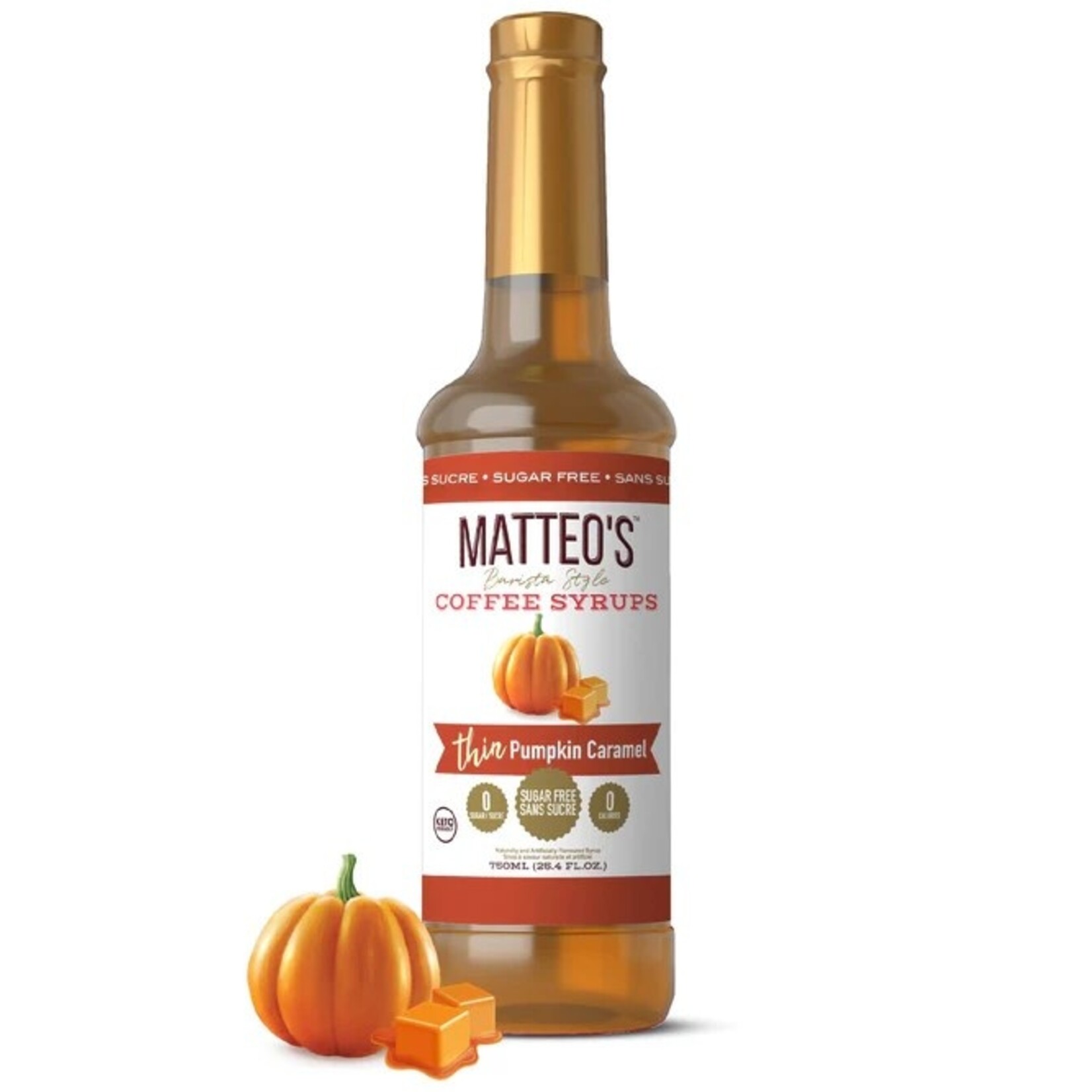 MATTEO'S Sugar Free Coffee Syrup, Pumpkin Caramel