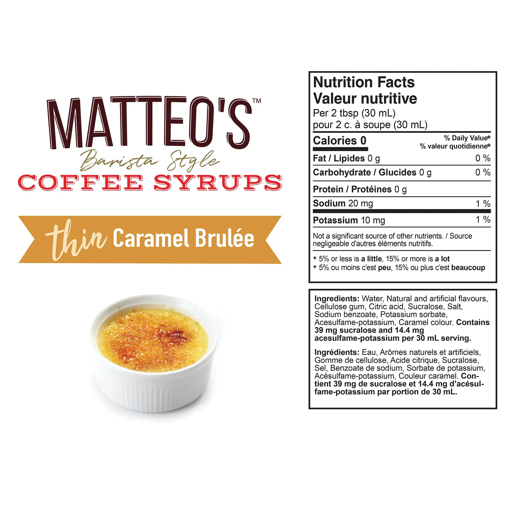 MATTEO'S Sugar Free Coffee Syrup, Caramel Brulee
