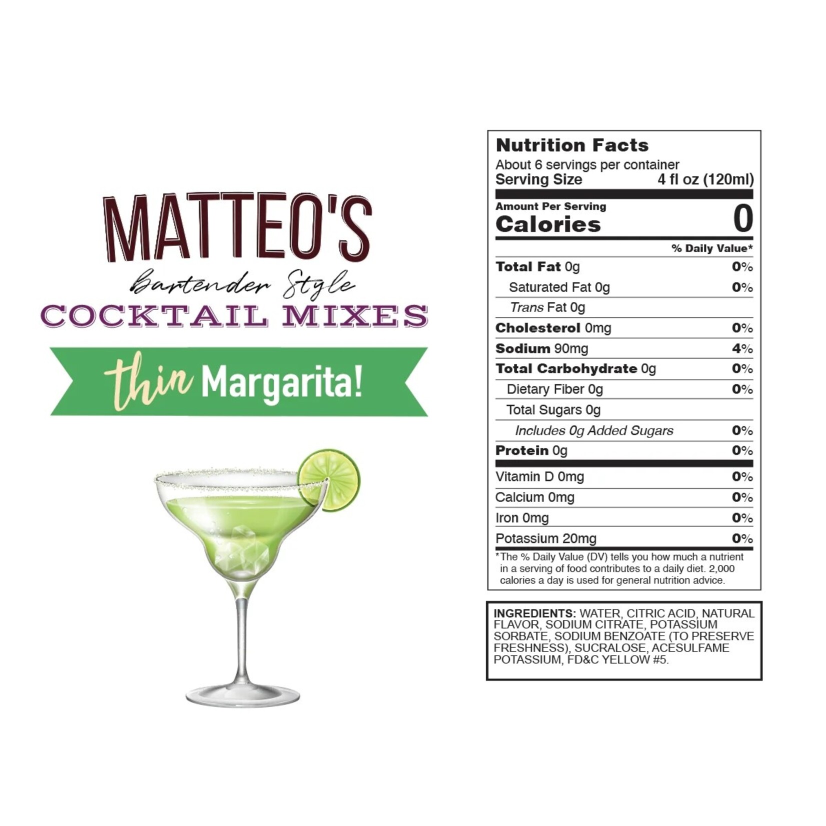 MATTEO'S Sirop à cocktail Margarita 750ml