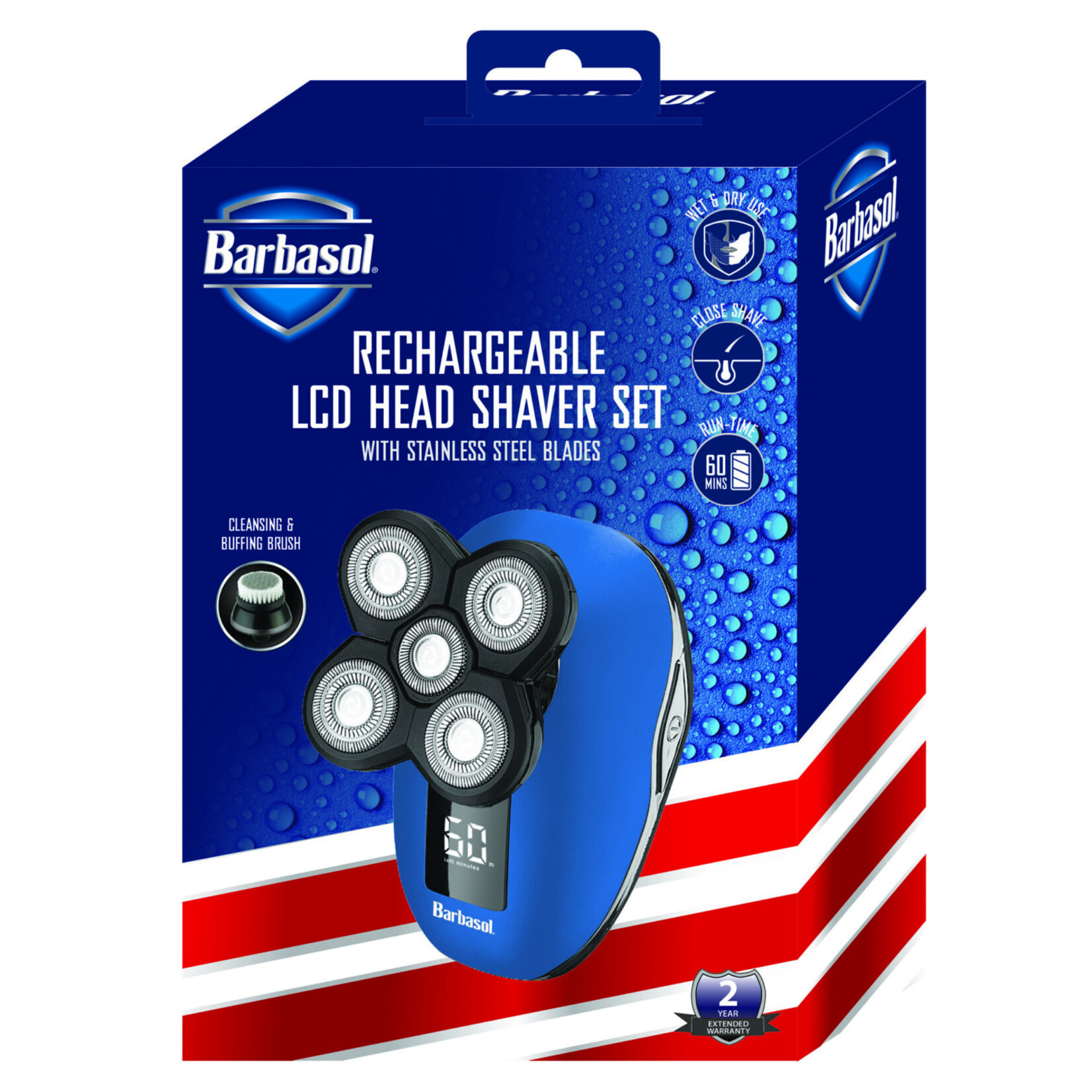 BARBASOL Rechargeable LCD Screen Head Shaver Set