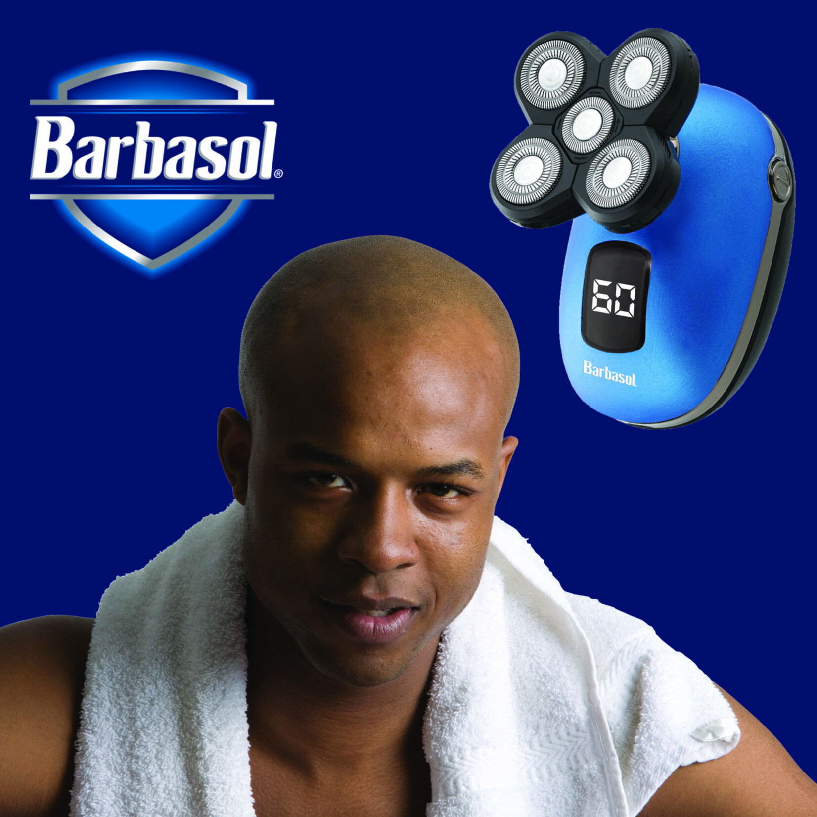 BARBASOL Rechargeable LCD Screen Head Shaver Set