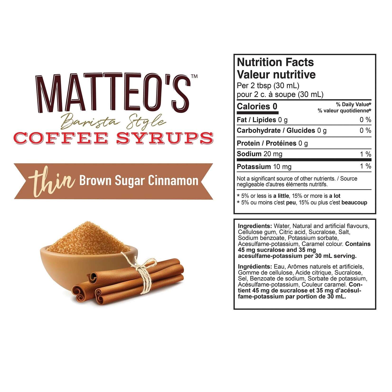 MATTEO'S Sugar Free Coffee Syrup, Brown Sugar Cinnamon