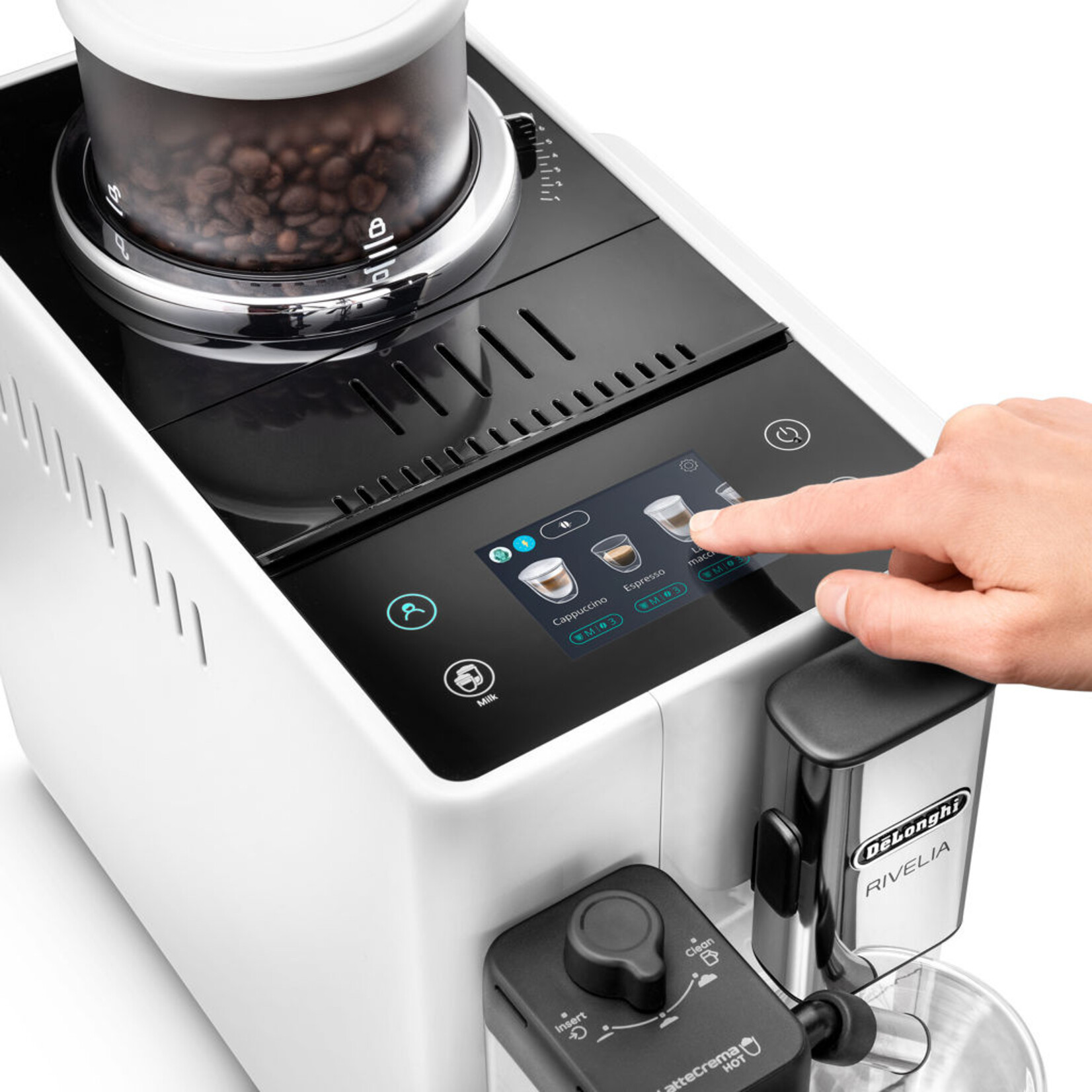 DELONGHI Rivelia Espresso Machine, Arctic White