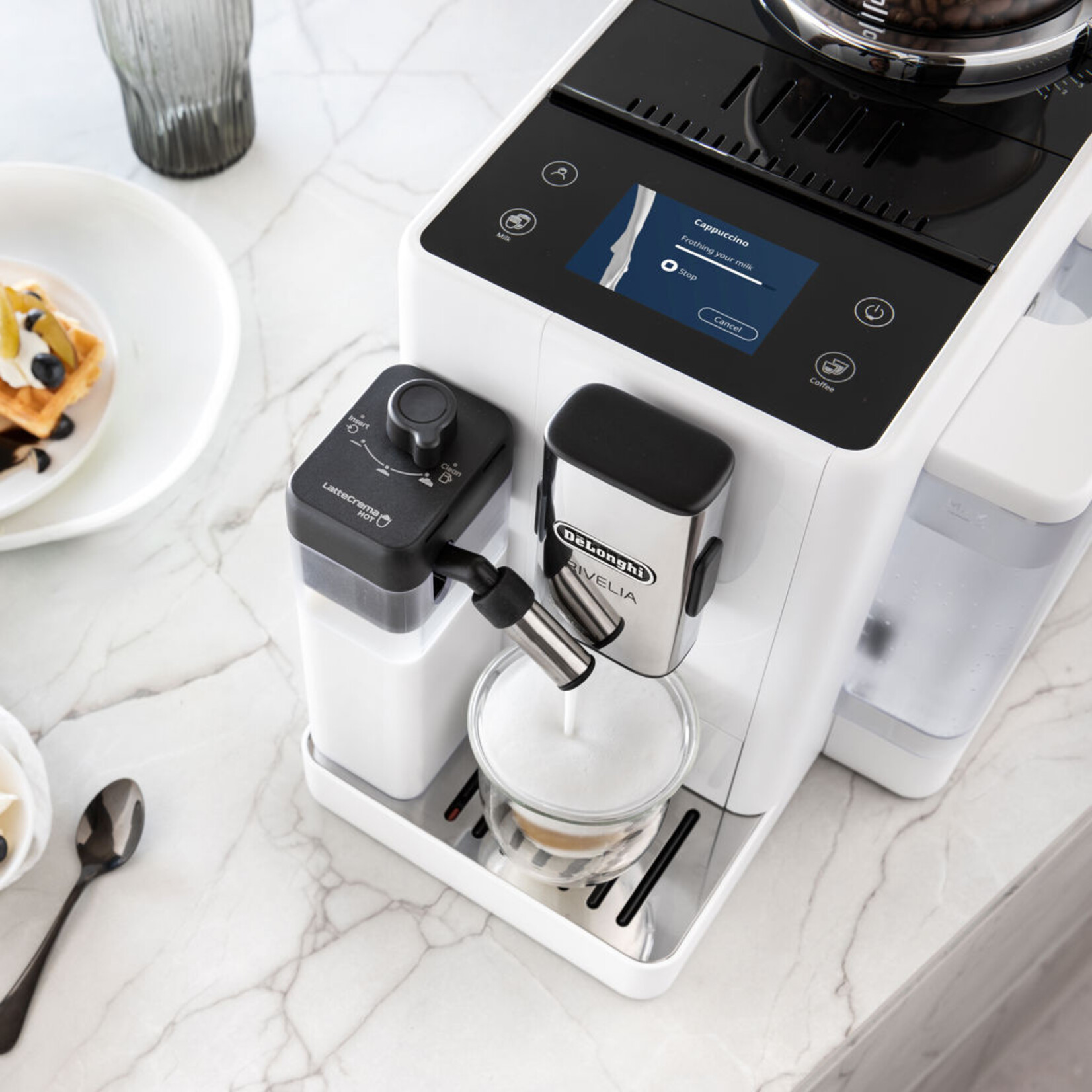 DELONGHI Rivelia Espresso Machine, Arctic White