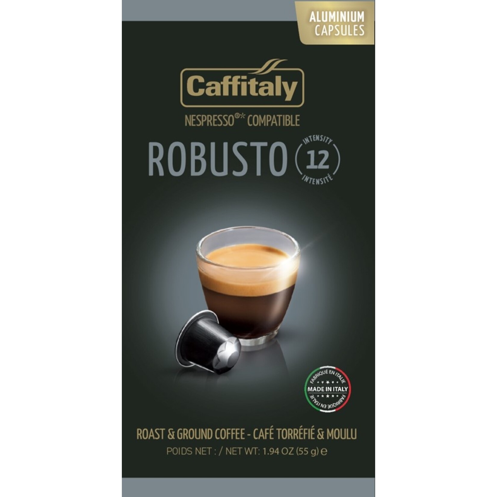 CAFFITALY Café ROBUSTO compatible Nespresso, aluminium