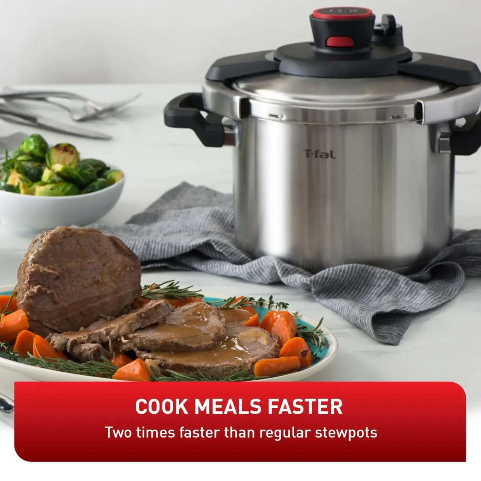 T-FAL Clipso Stainless Steel Pressure Cooker, 6L